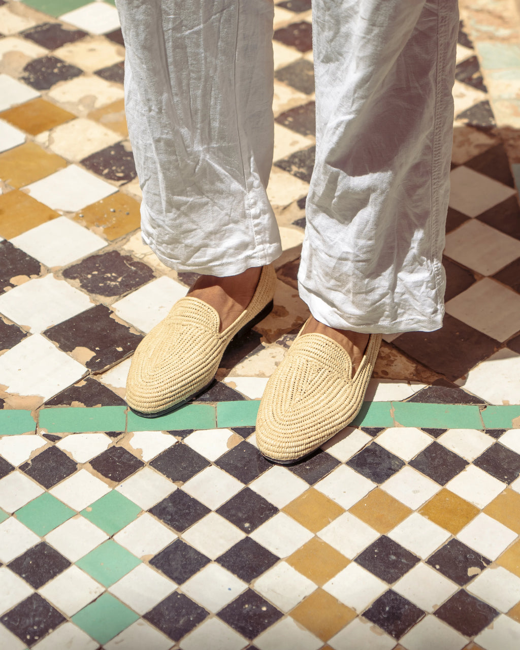 Men's Raffia Loafers in White