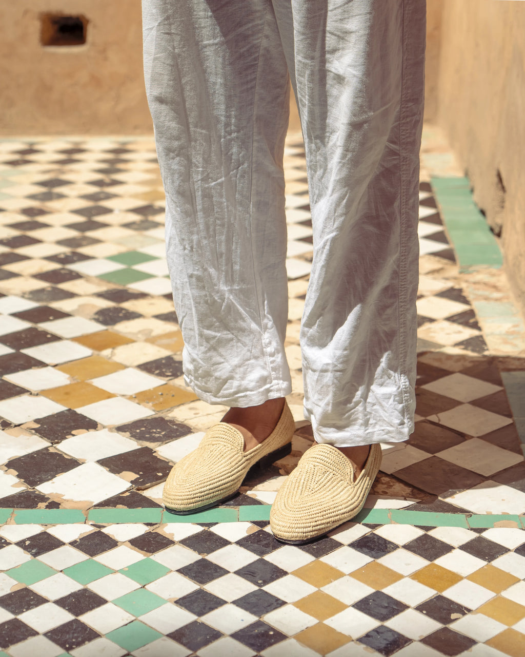 Men's Raffia Loafers in White