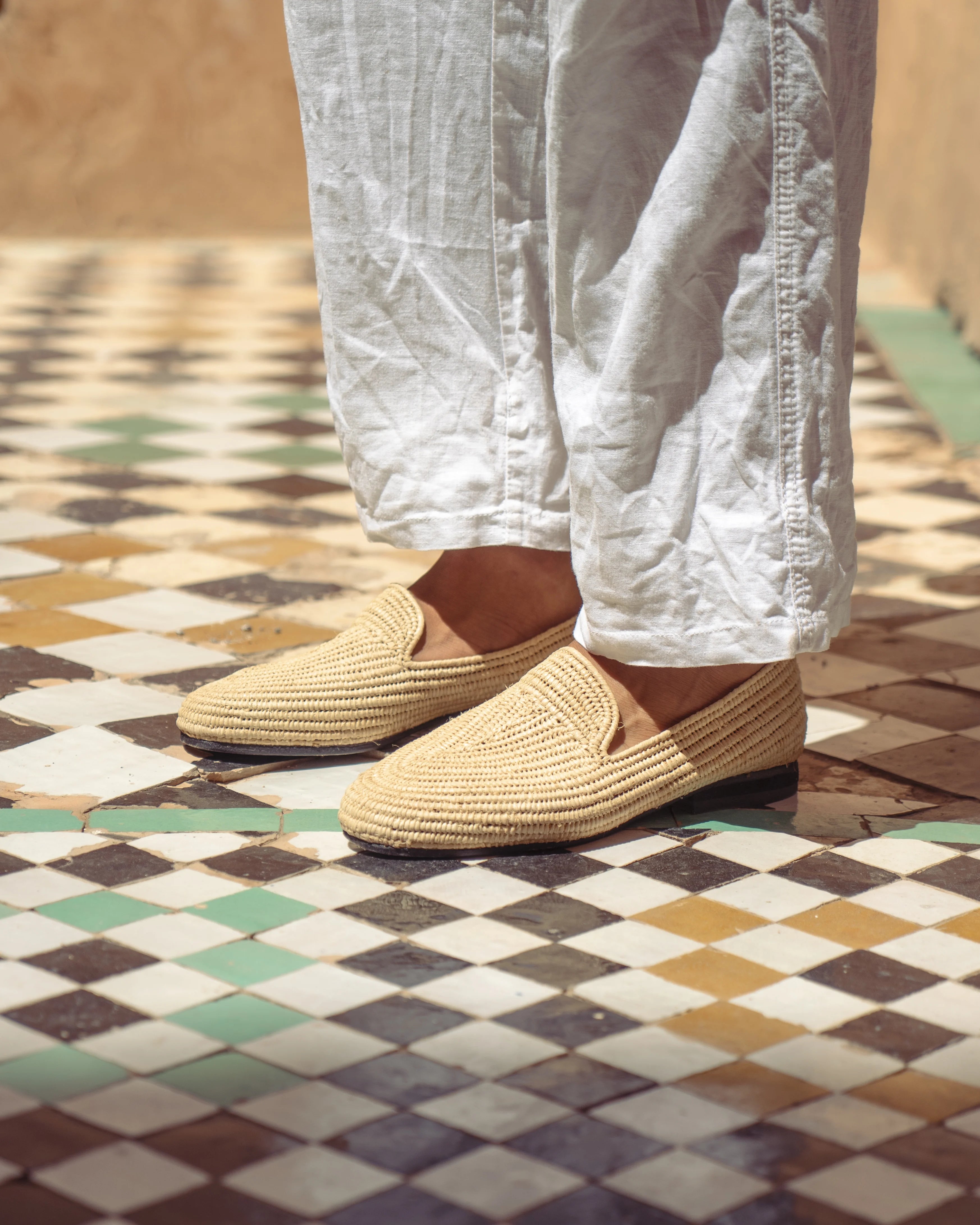 Men's Raffia Loafers in White