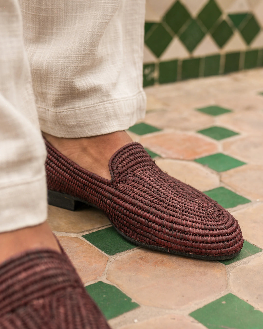 Men's Raffia Loafers in Brown