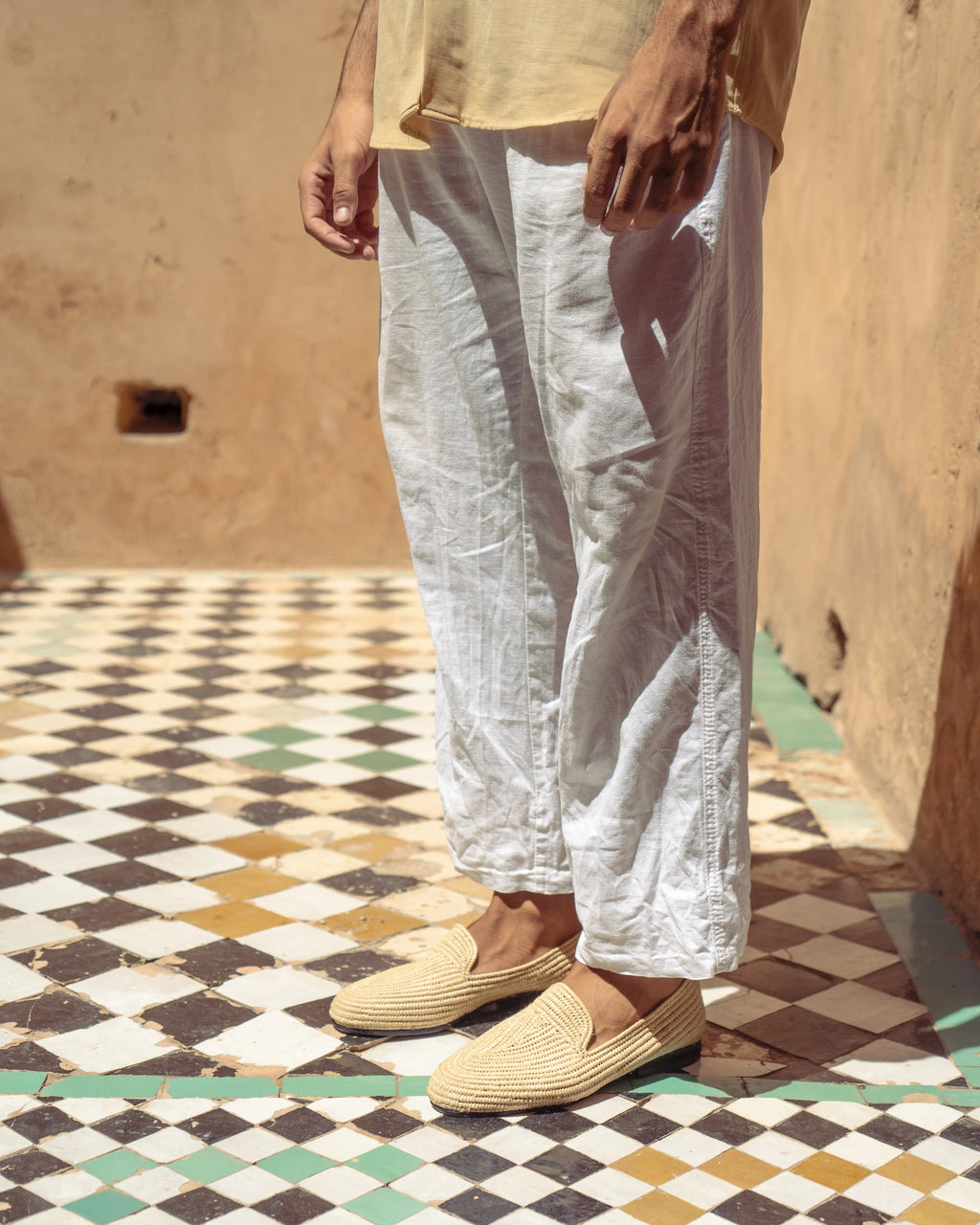 Men's Raffia Loafers in White