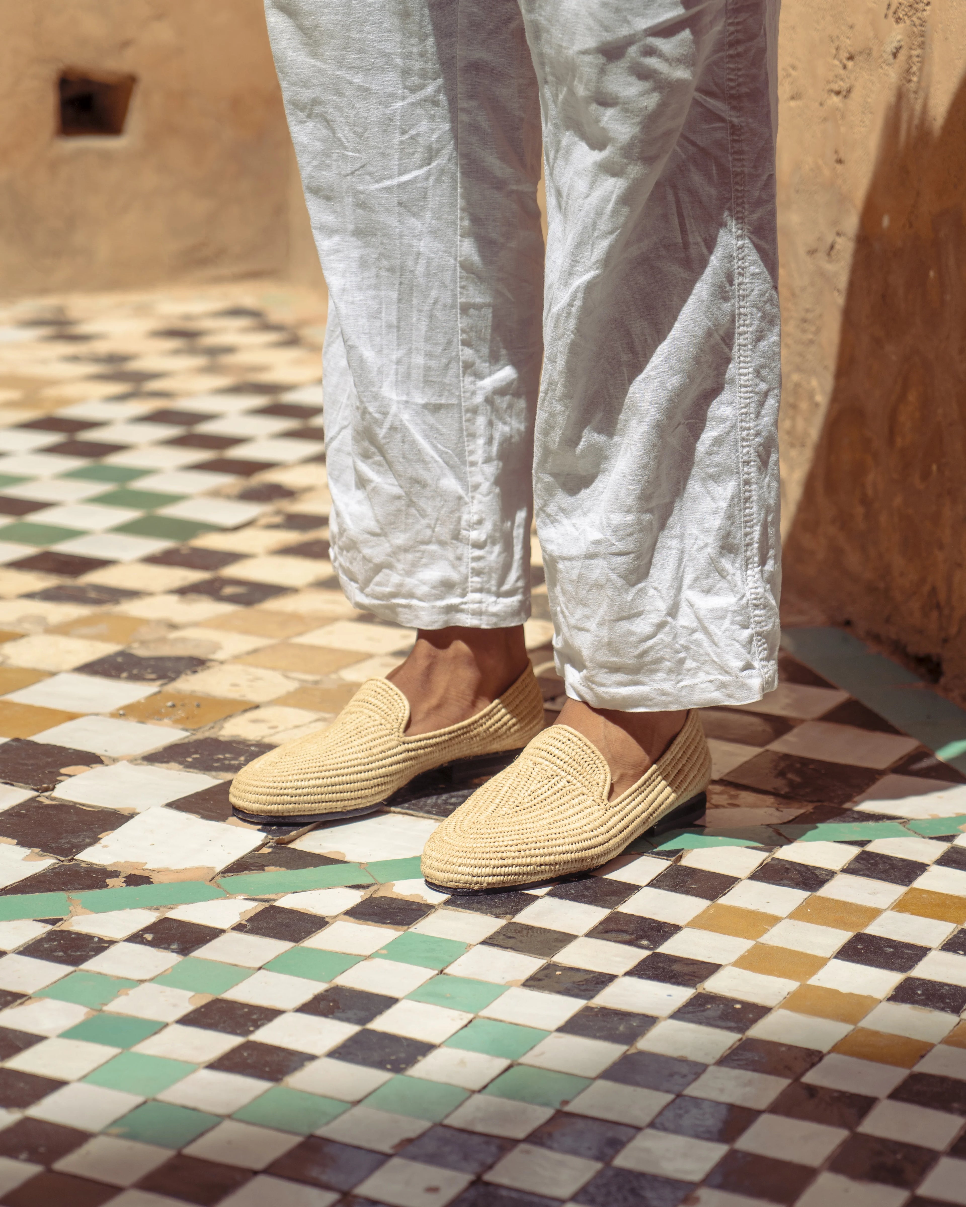 Men's Raffia Loafers in White