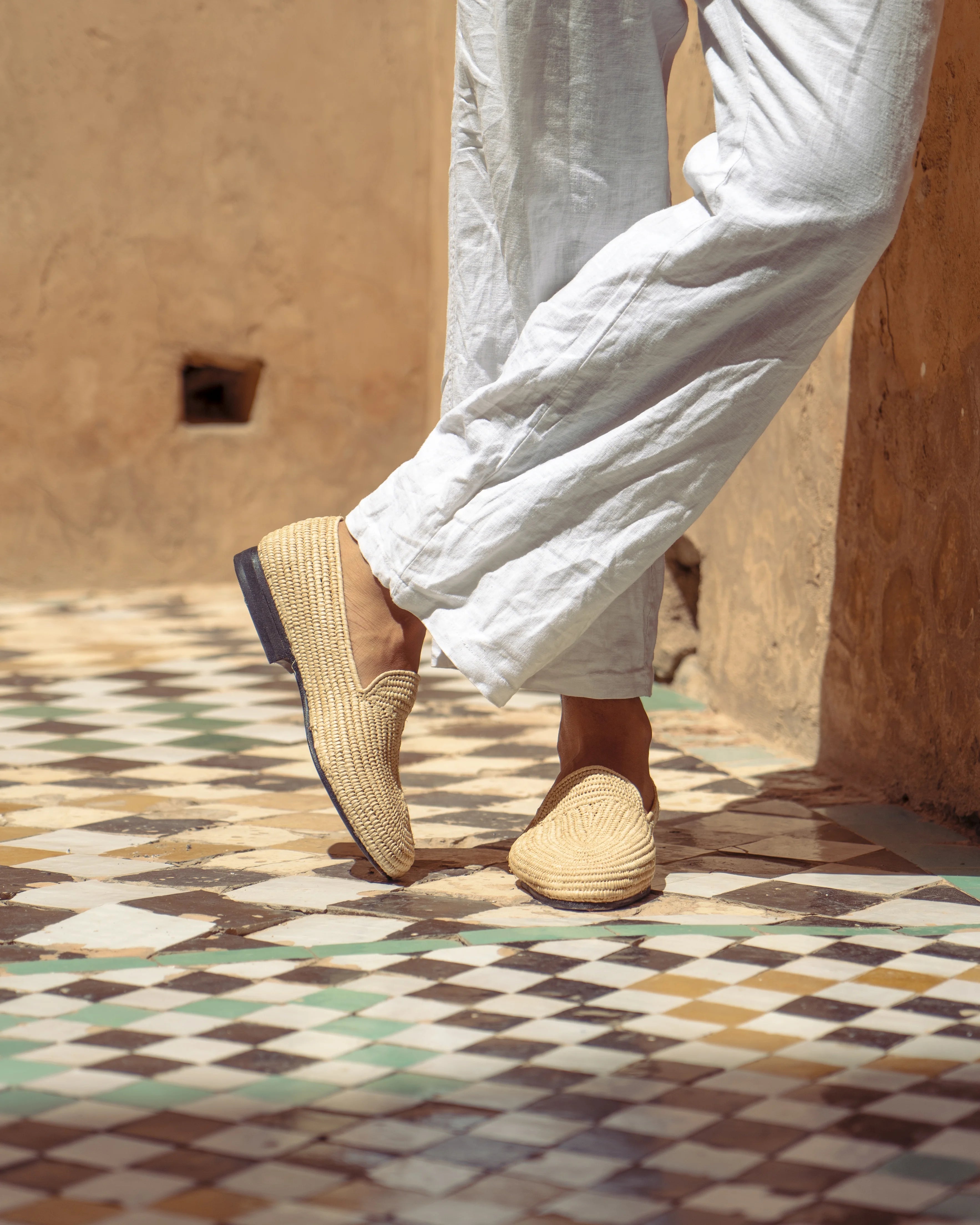 Men's Raffia Loafers in White
