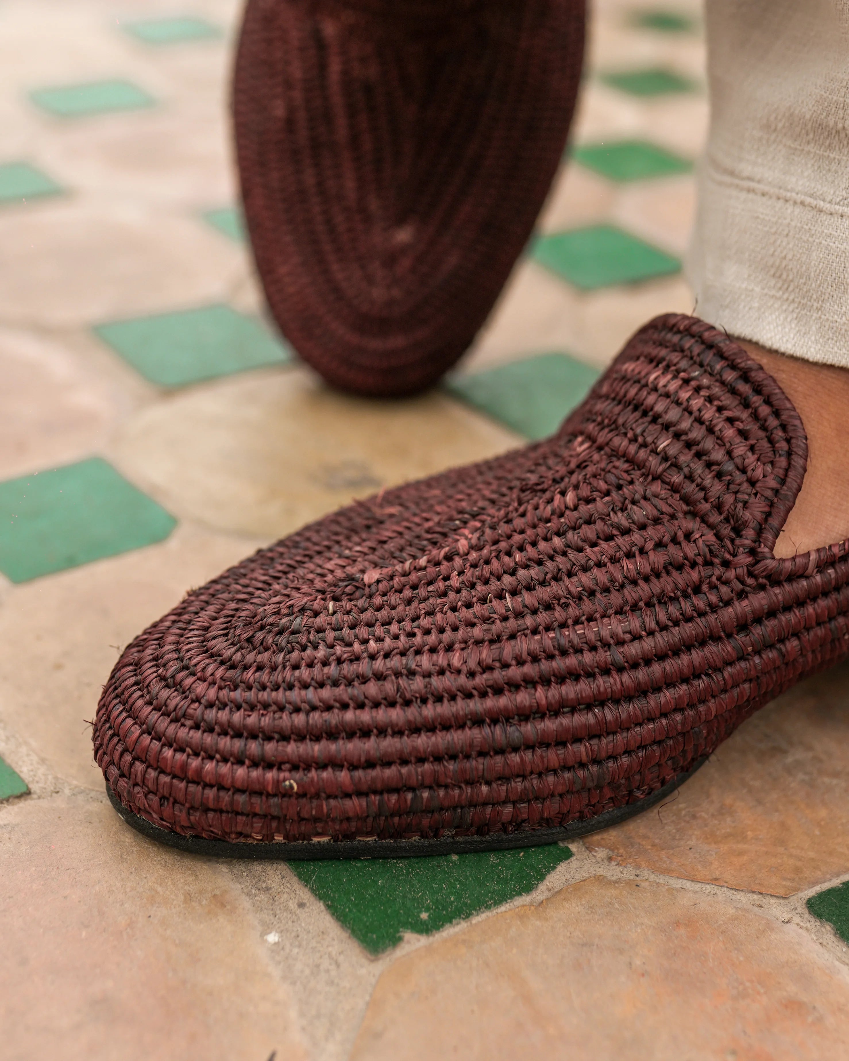 Men's Raffia Loafers in Brown