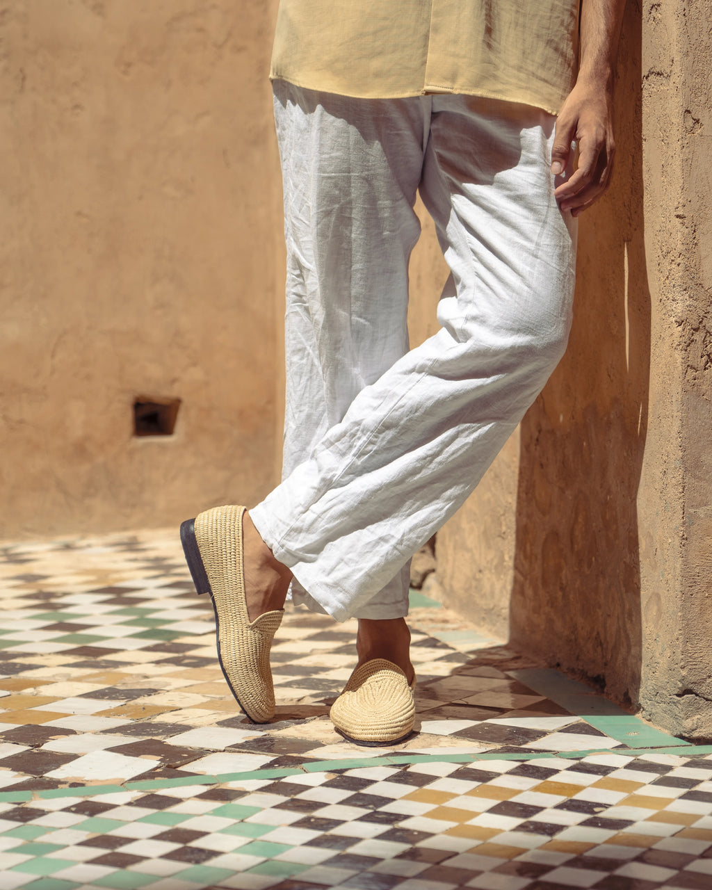 Men's Raffia Loafers in White