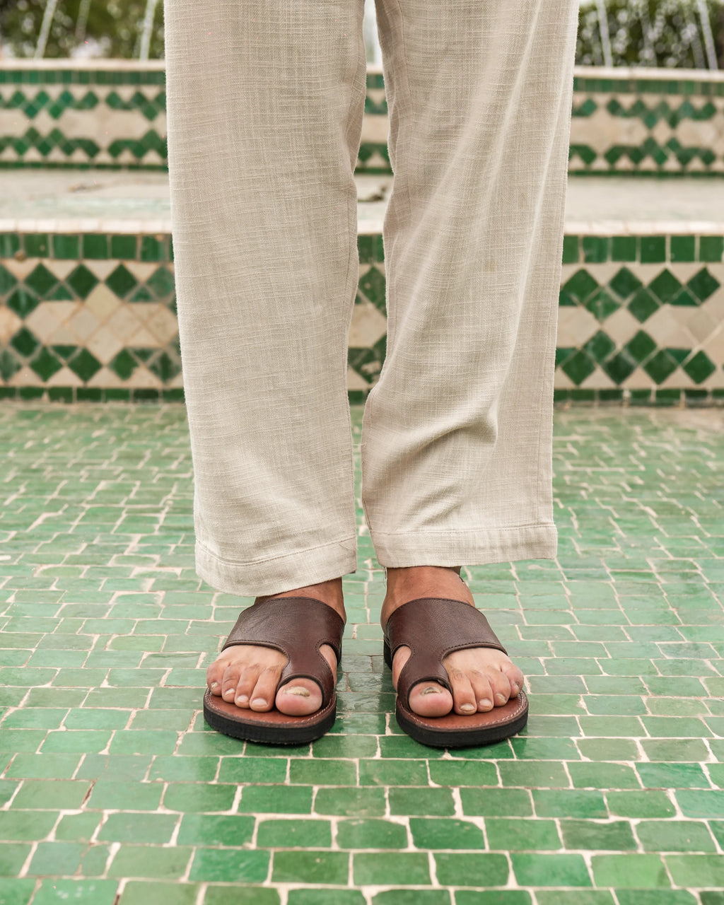 Men's Leather Sandals in Rich Brown