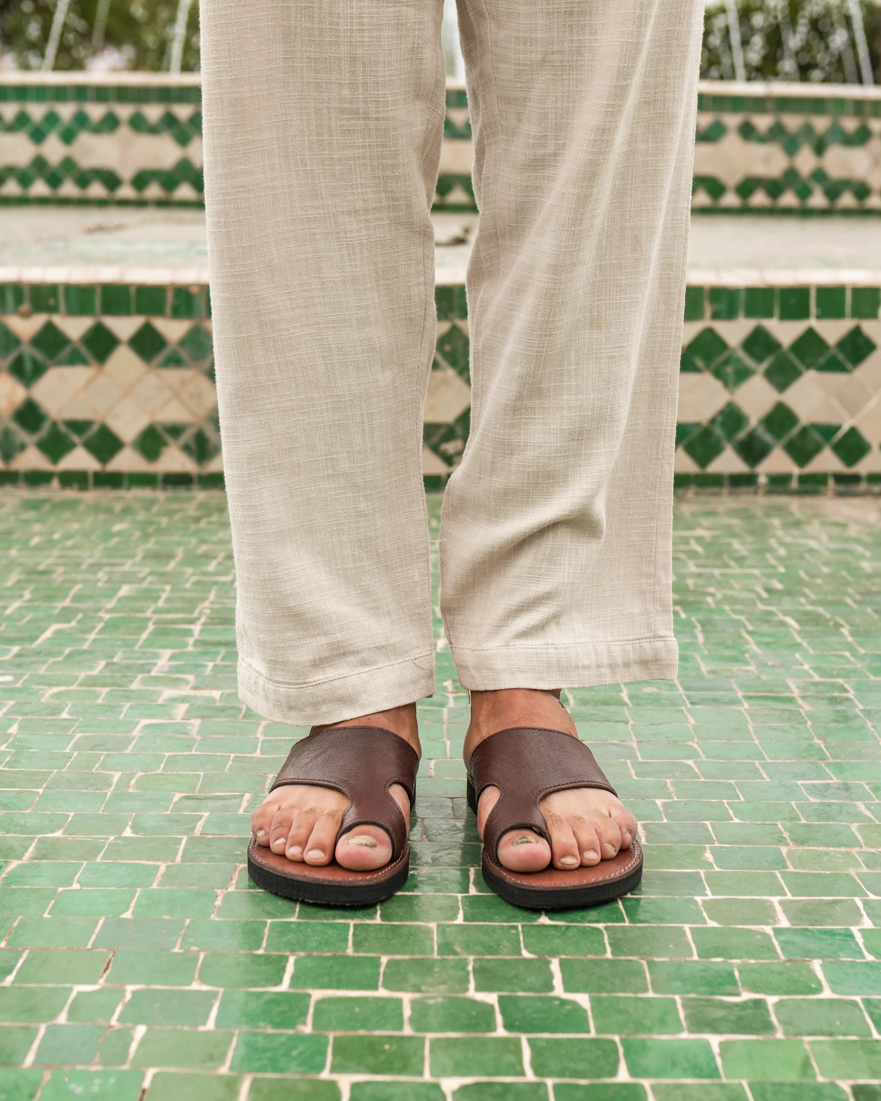 Men's Leather Sandals in Rich Brown
