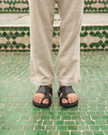 Men's Leather Sandals in Black