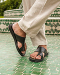 Men's Leather Sandals in Black