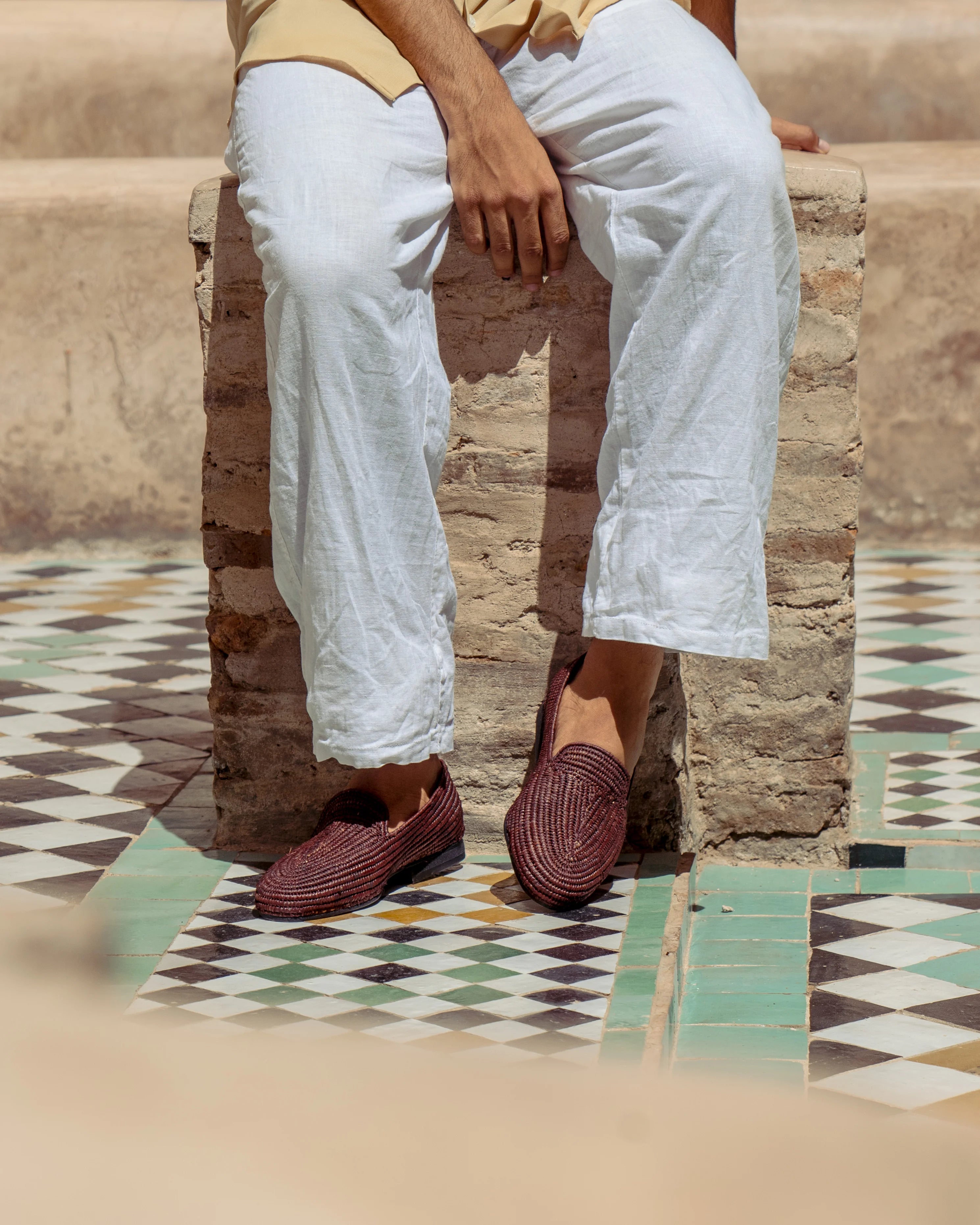 Men's Raffia Loafers in Brown