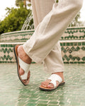 Men's Leather Sandals in White