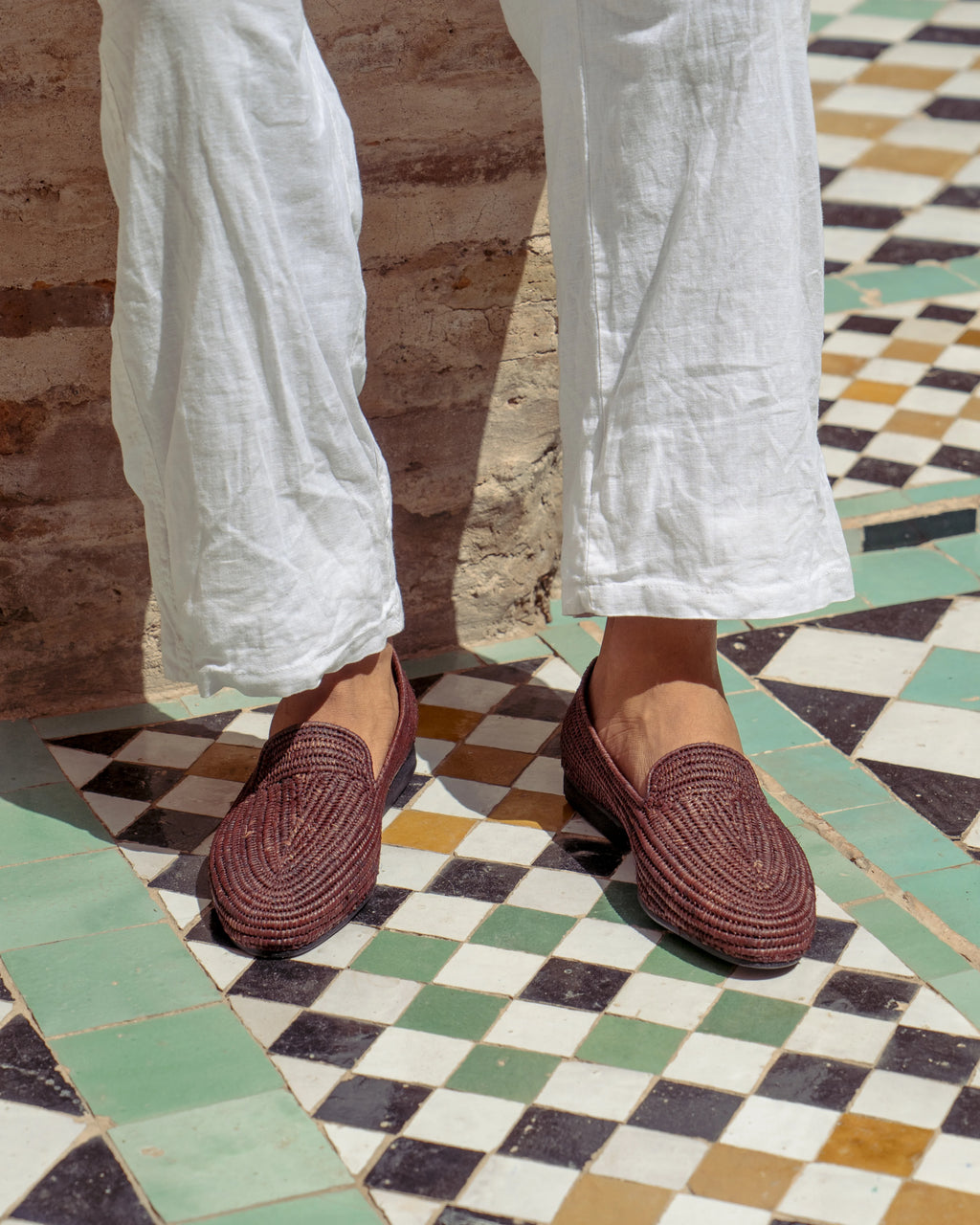Men's Raffia Loafers in Brown