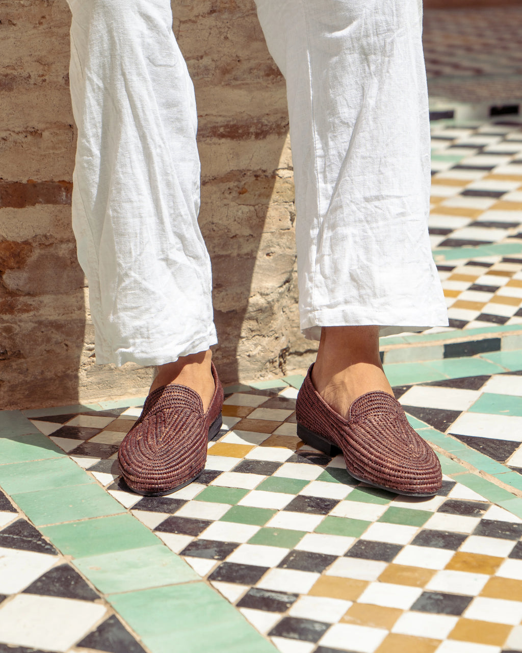 Men's Raffia Loafers in Brown