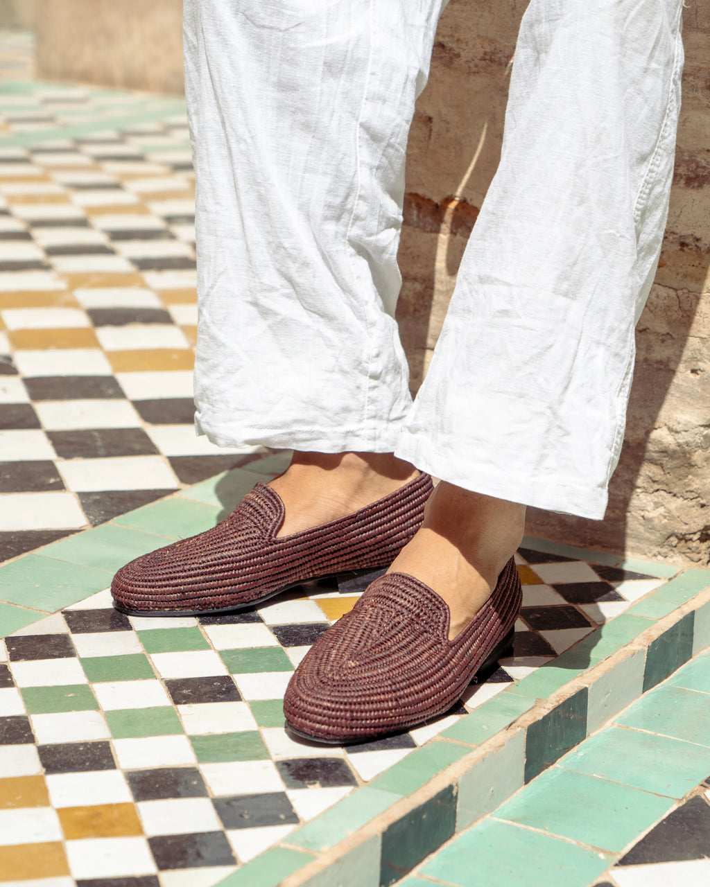 Men's Raffia Loafers in Brown