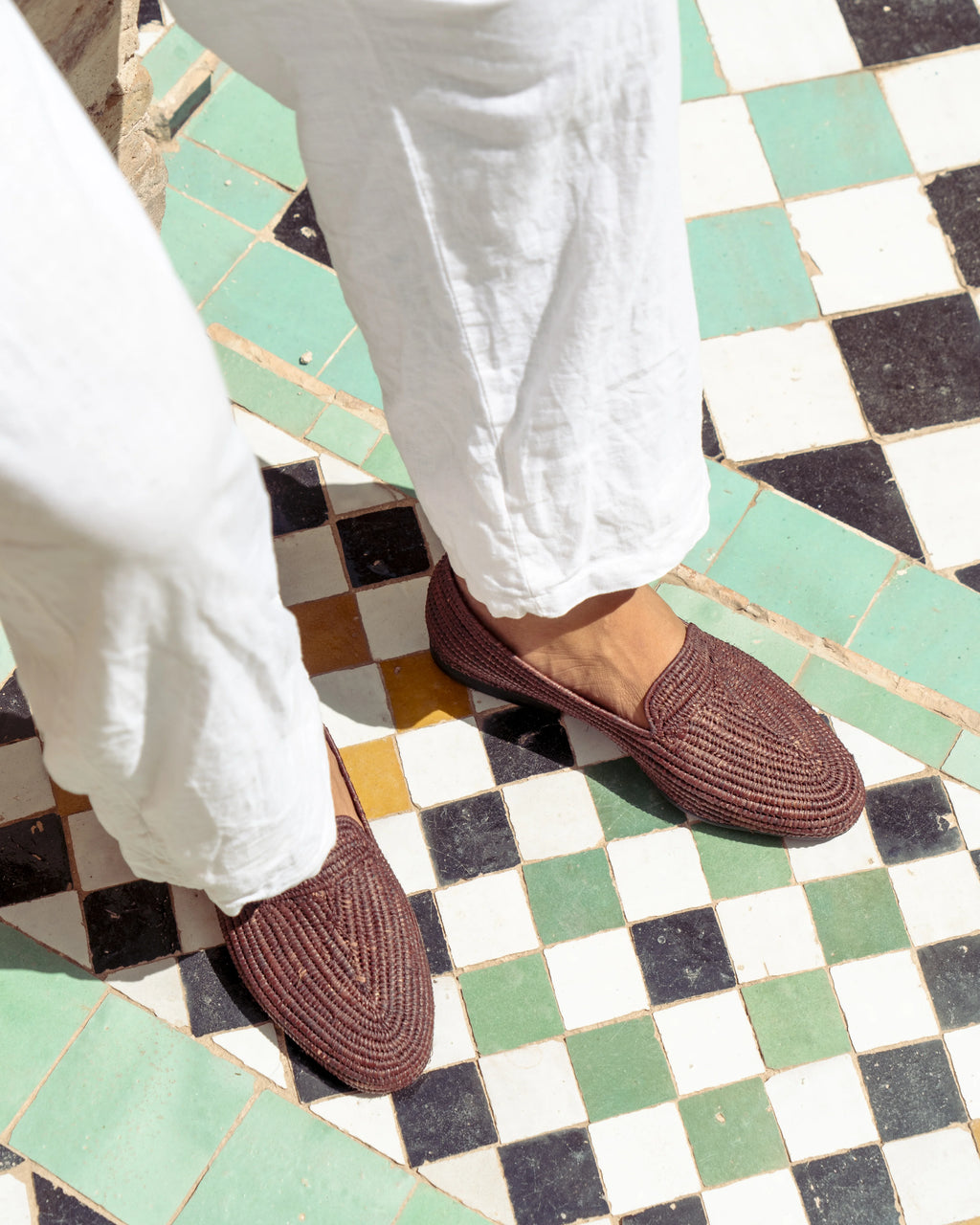Men's Raffia Loafers in Brown