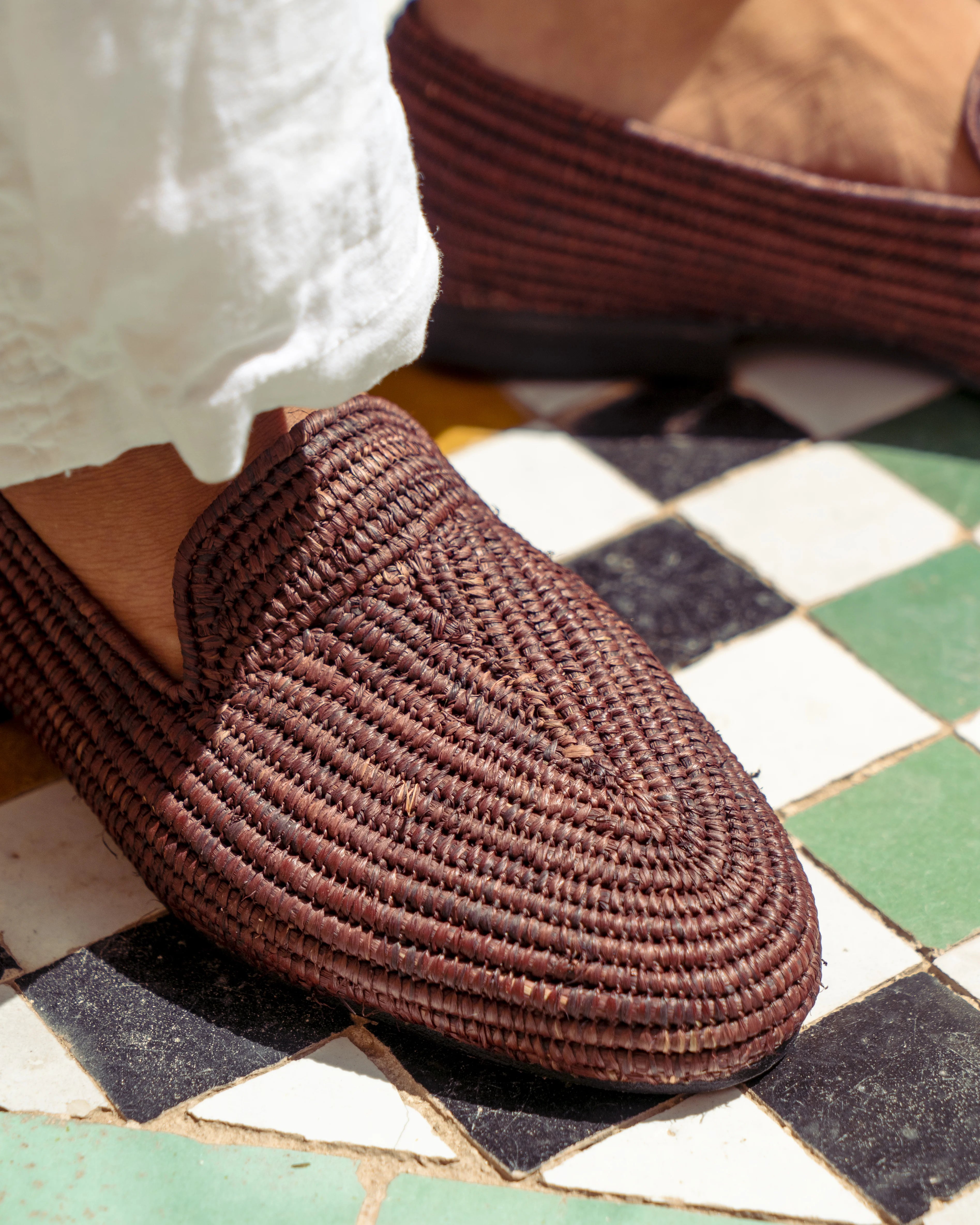 Men's Raffia Loafers in Brown