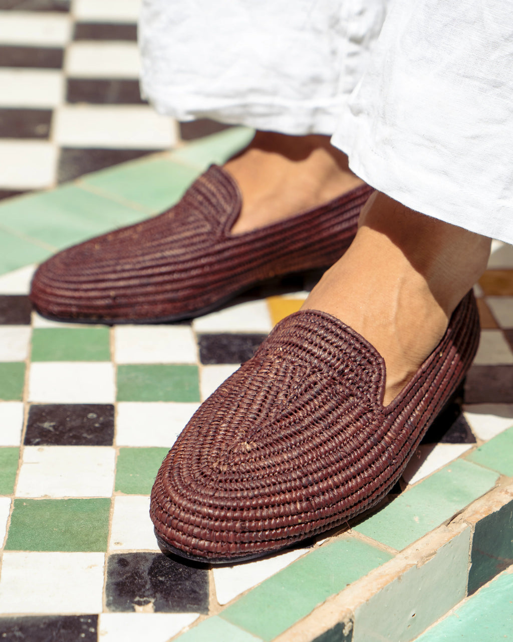 Men's Raffia Loafers in Brown