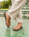 Men's Leather Sandals in Cognac