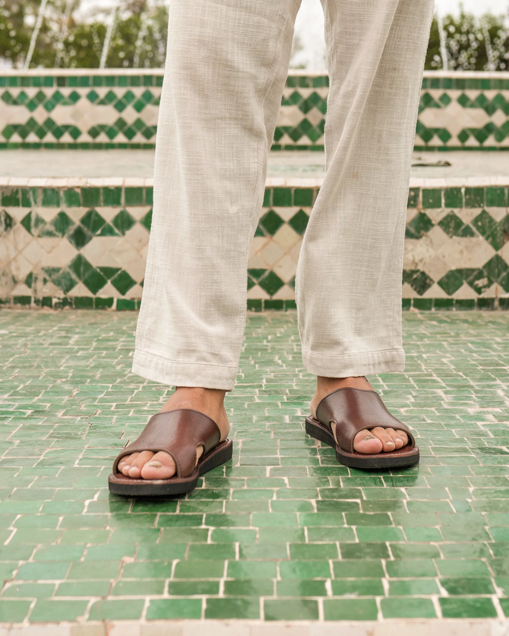 Men's Leather Sandals in Brown