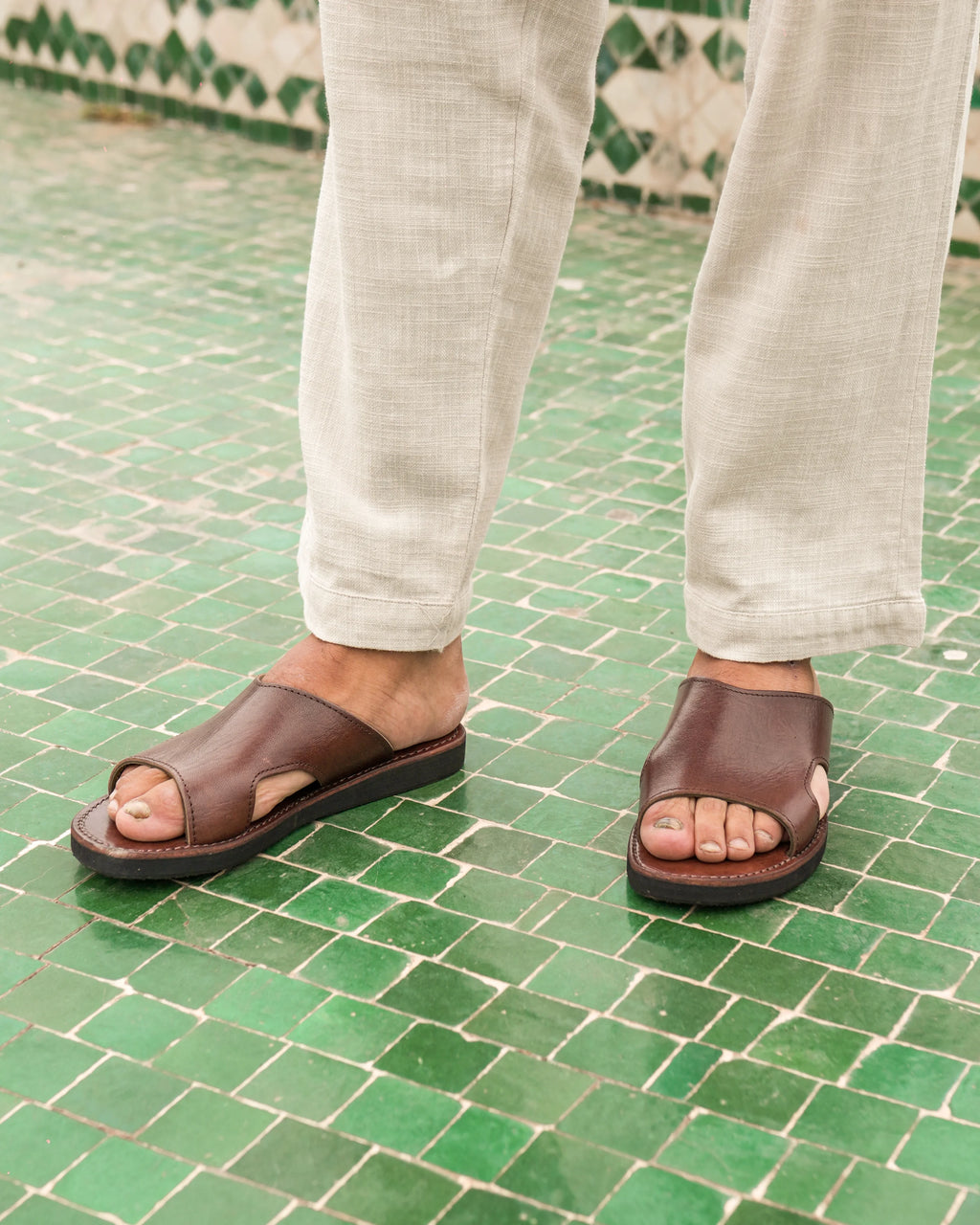 Men's Leather Sandals in Brown