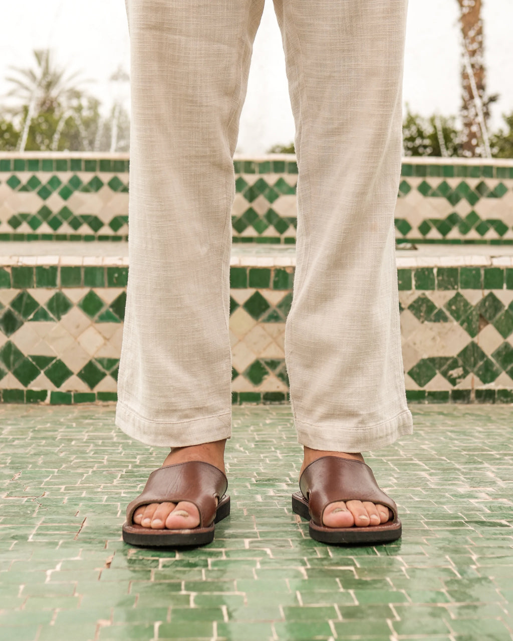 Men's Leather Sandals in Brown