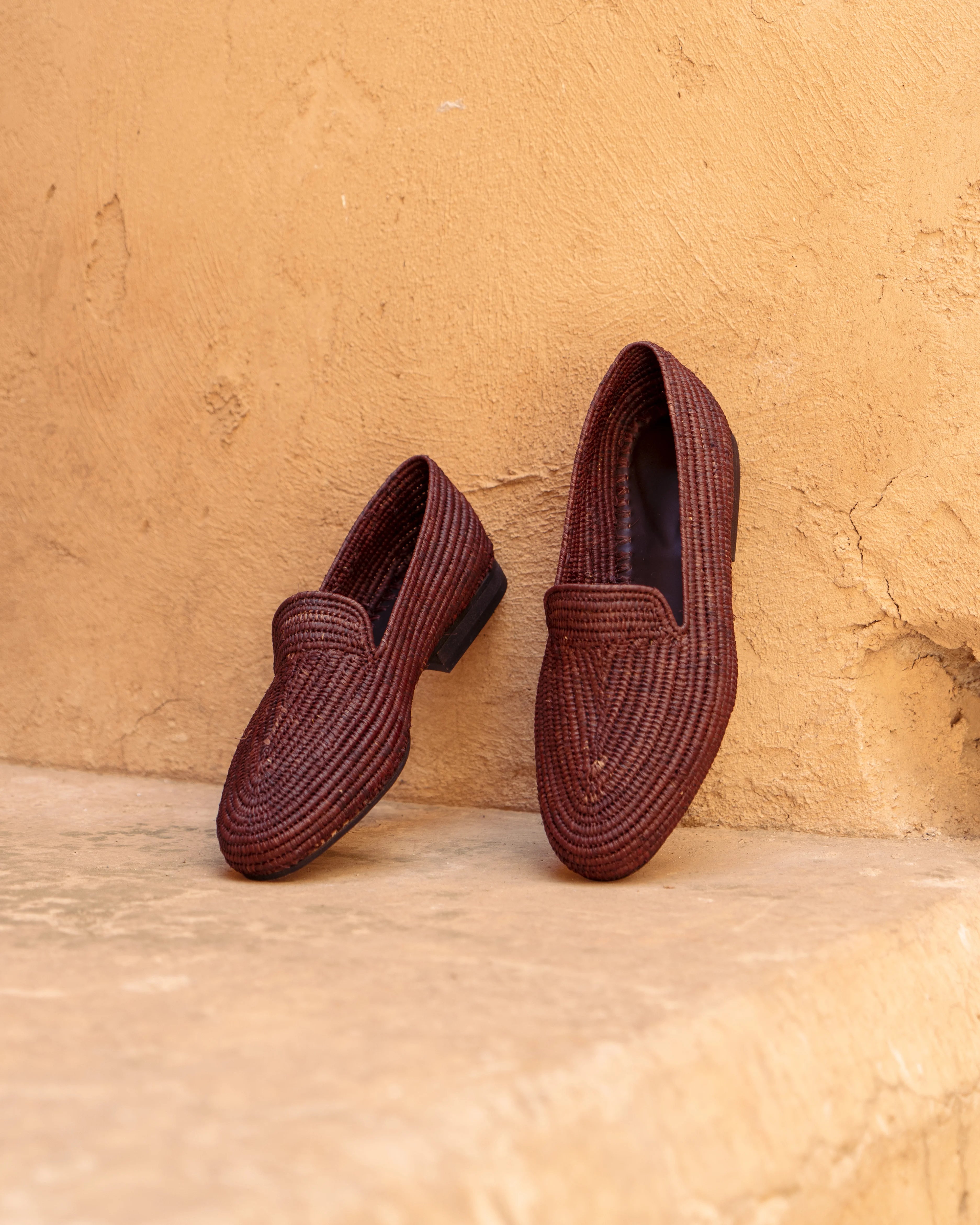 Men's Raffia Loafers in Brown