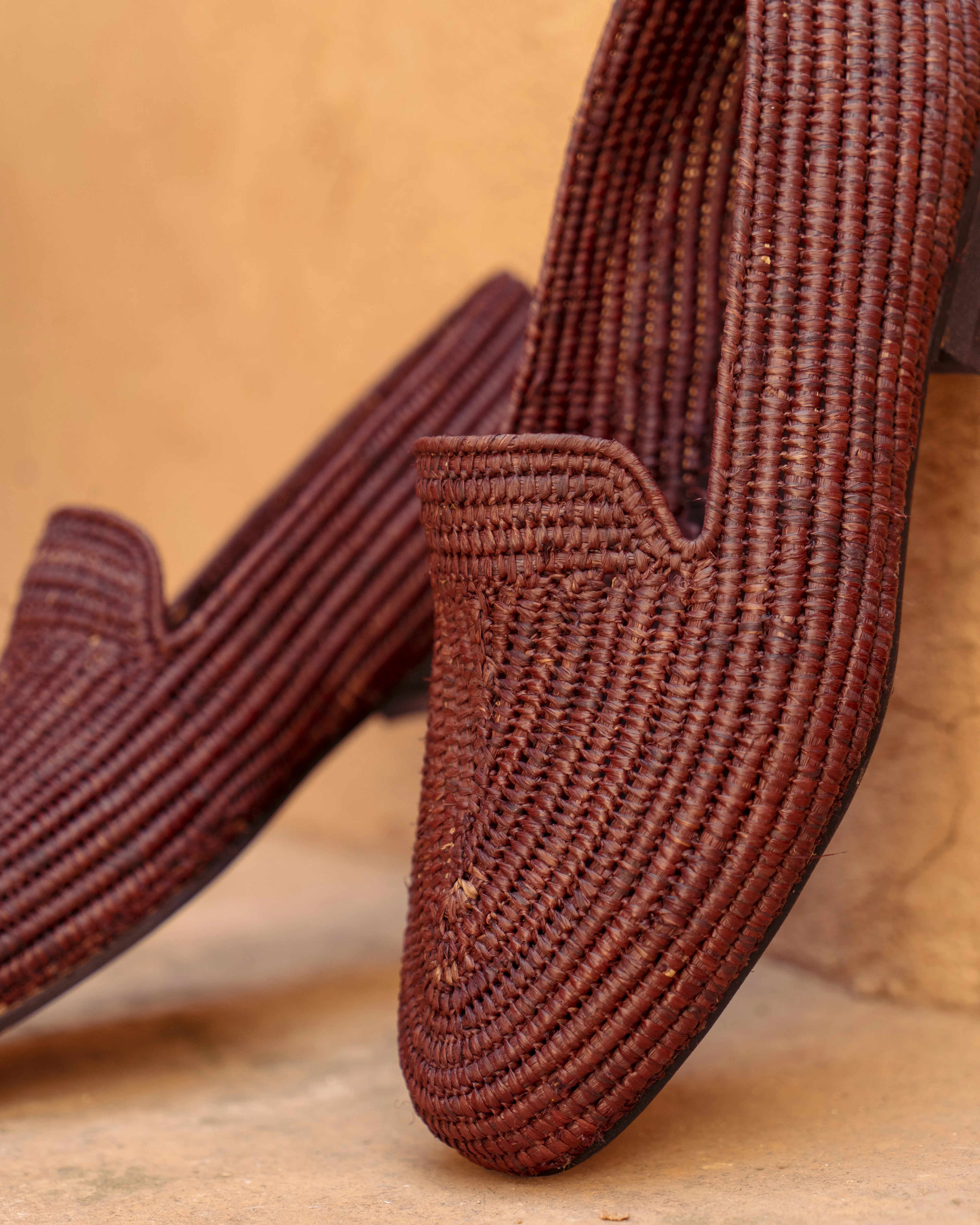 Men's Raffia Loafers in Brown