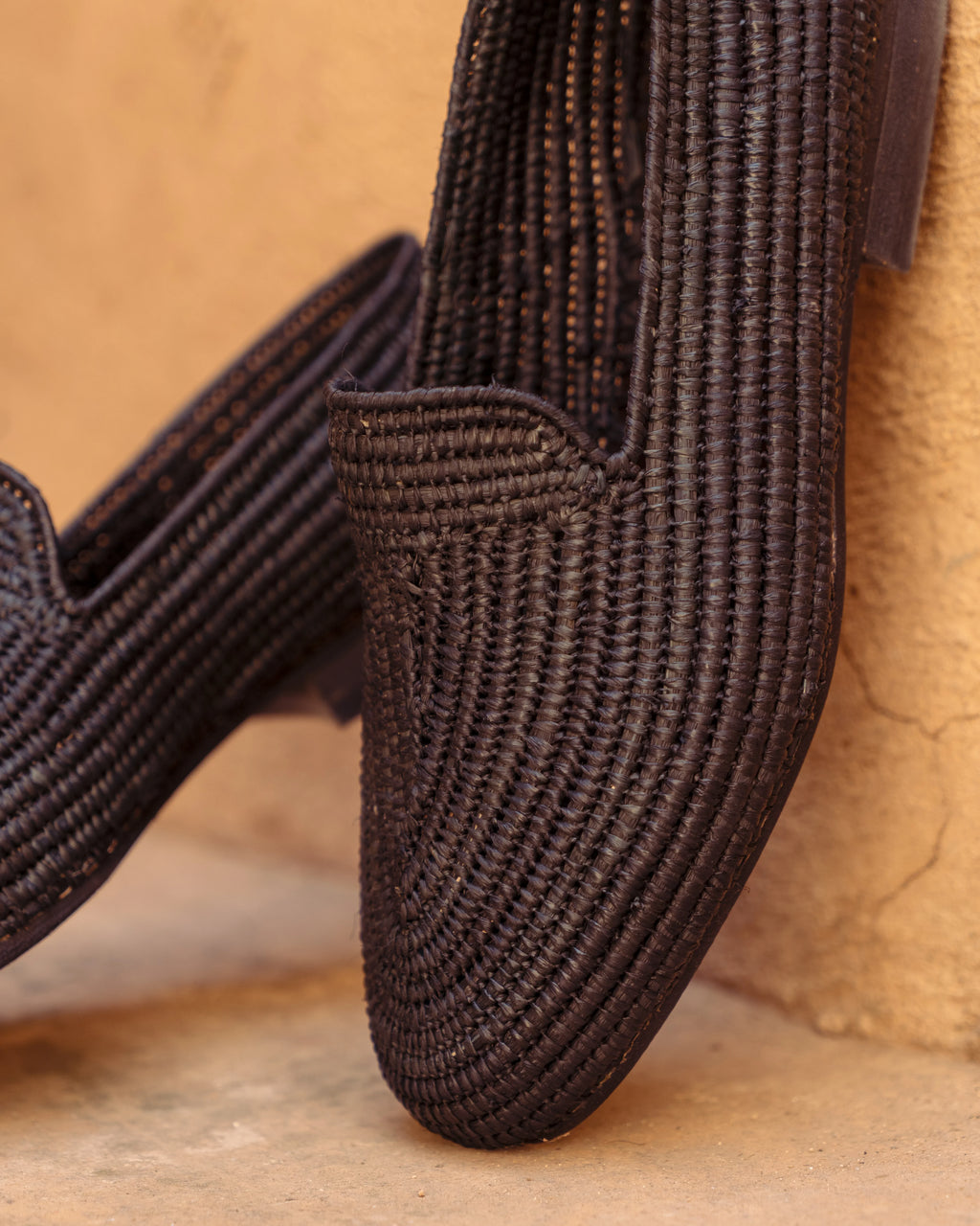 Men's Raffia Loafers in Black