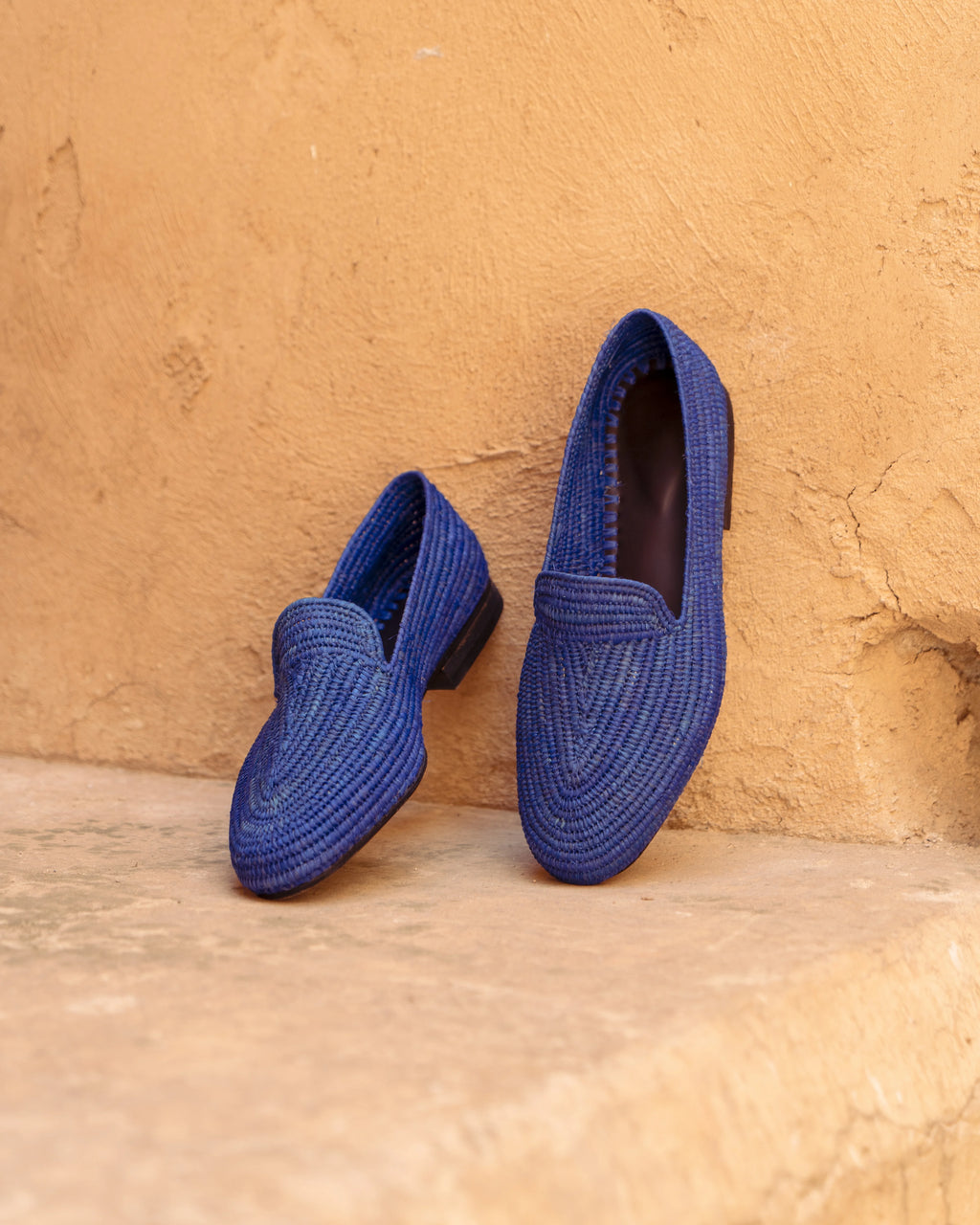 Men's Raffia Loafers in Indigo Blue