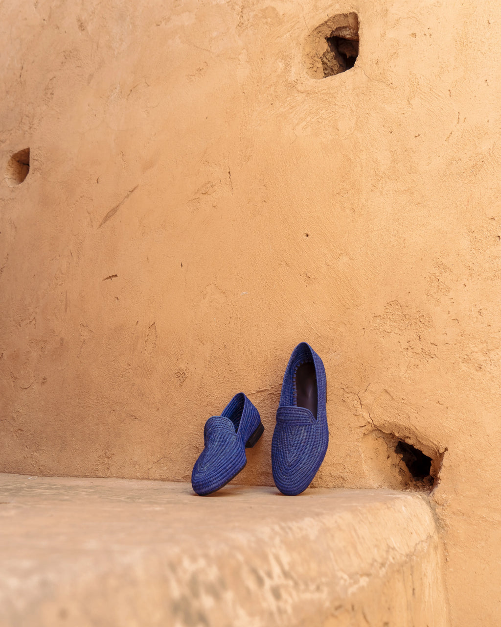 Men's Raffia Loafers in Indigo Blue