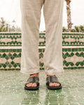 Men's Leather Sandals in Jet Black