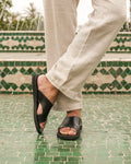 Men's Leather Sandals in Jet Black