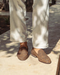 Men's Raffia Loafers in Pure Dark Brown
