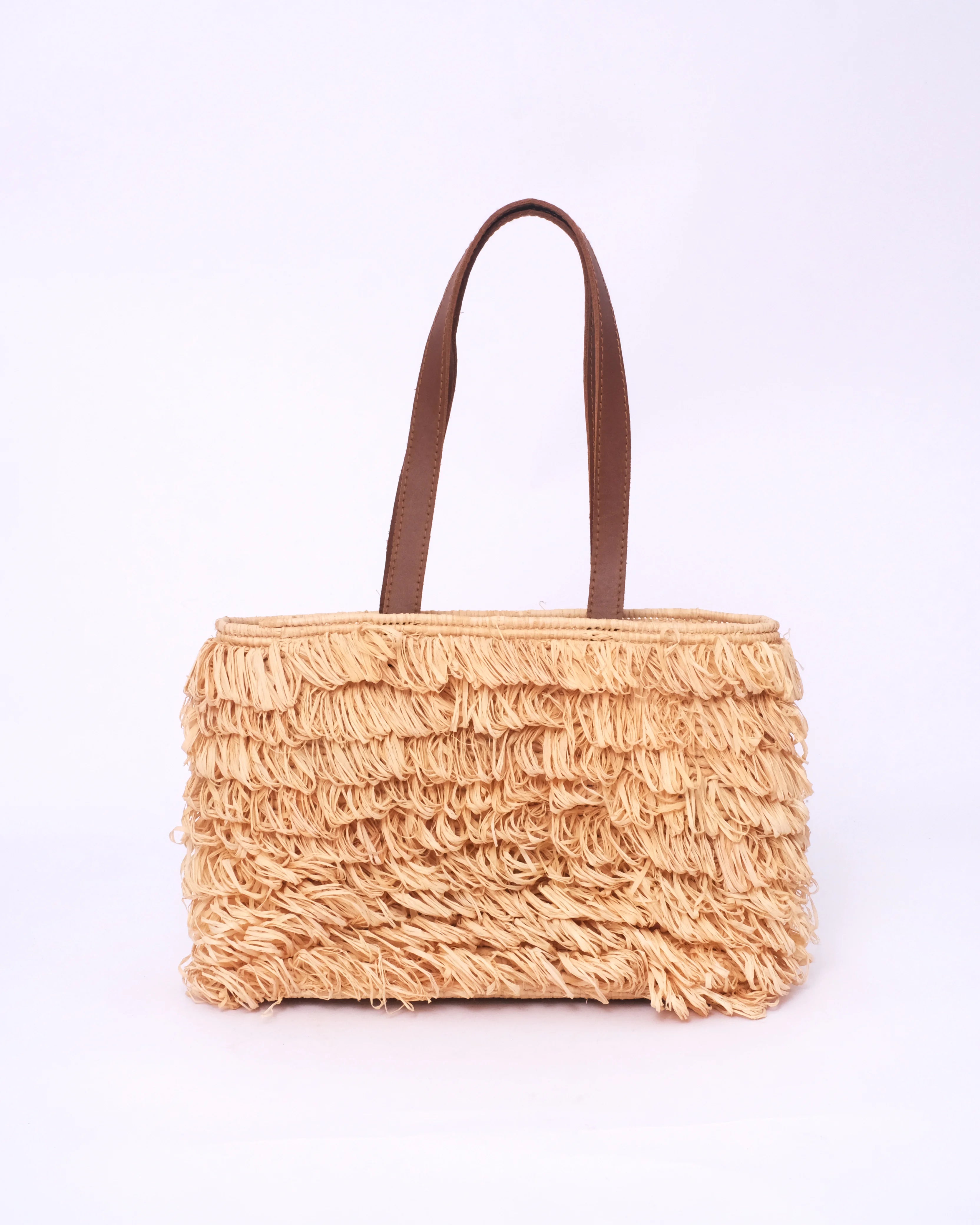 Boho Raffia Fringe Tote