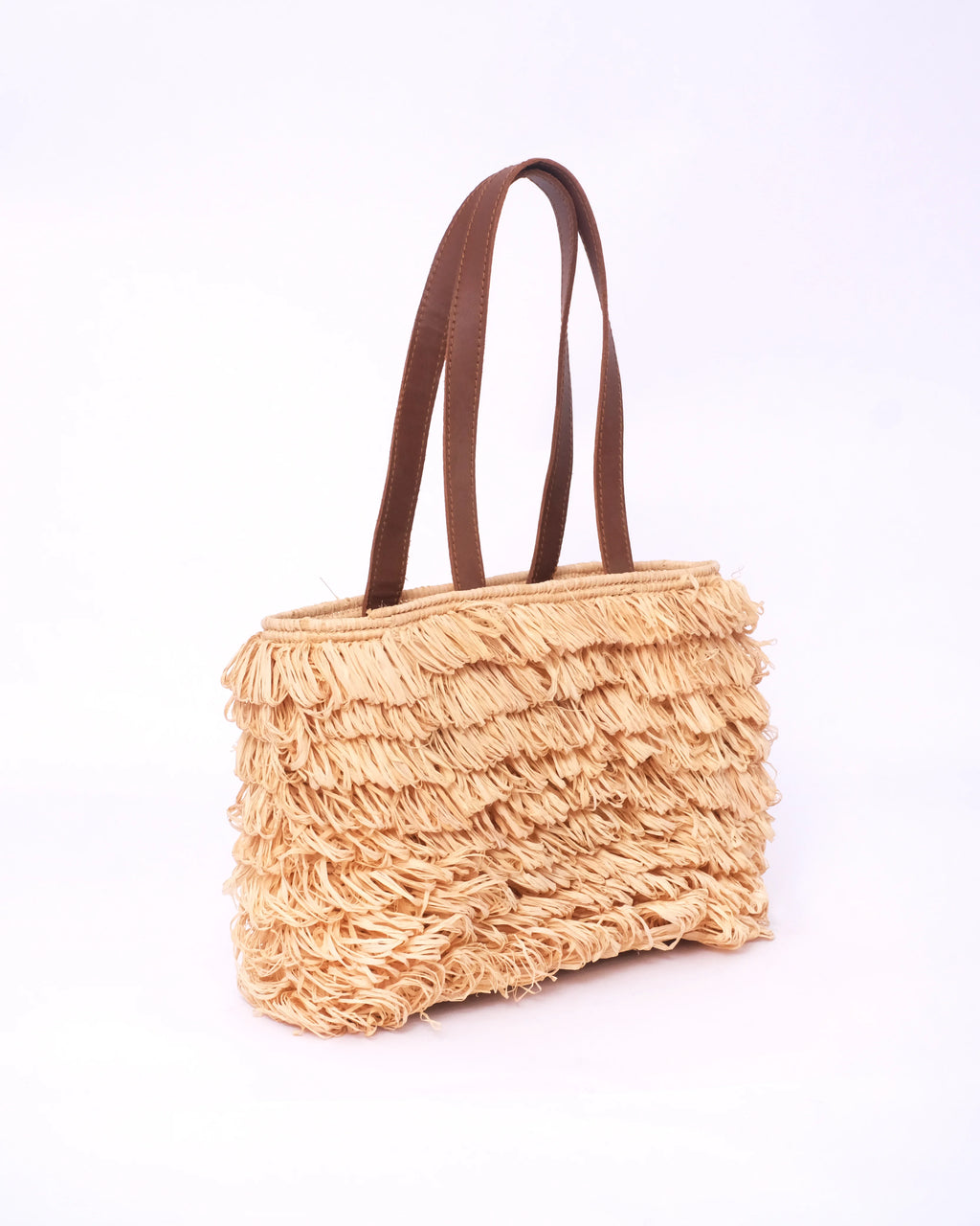 Boho Raffia Fringe Tote