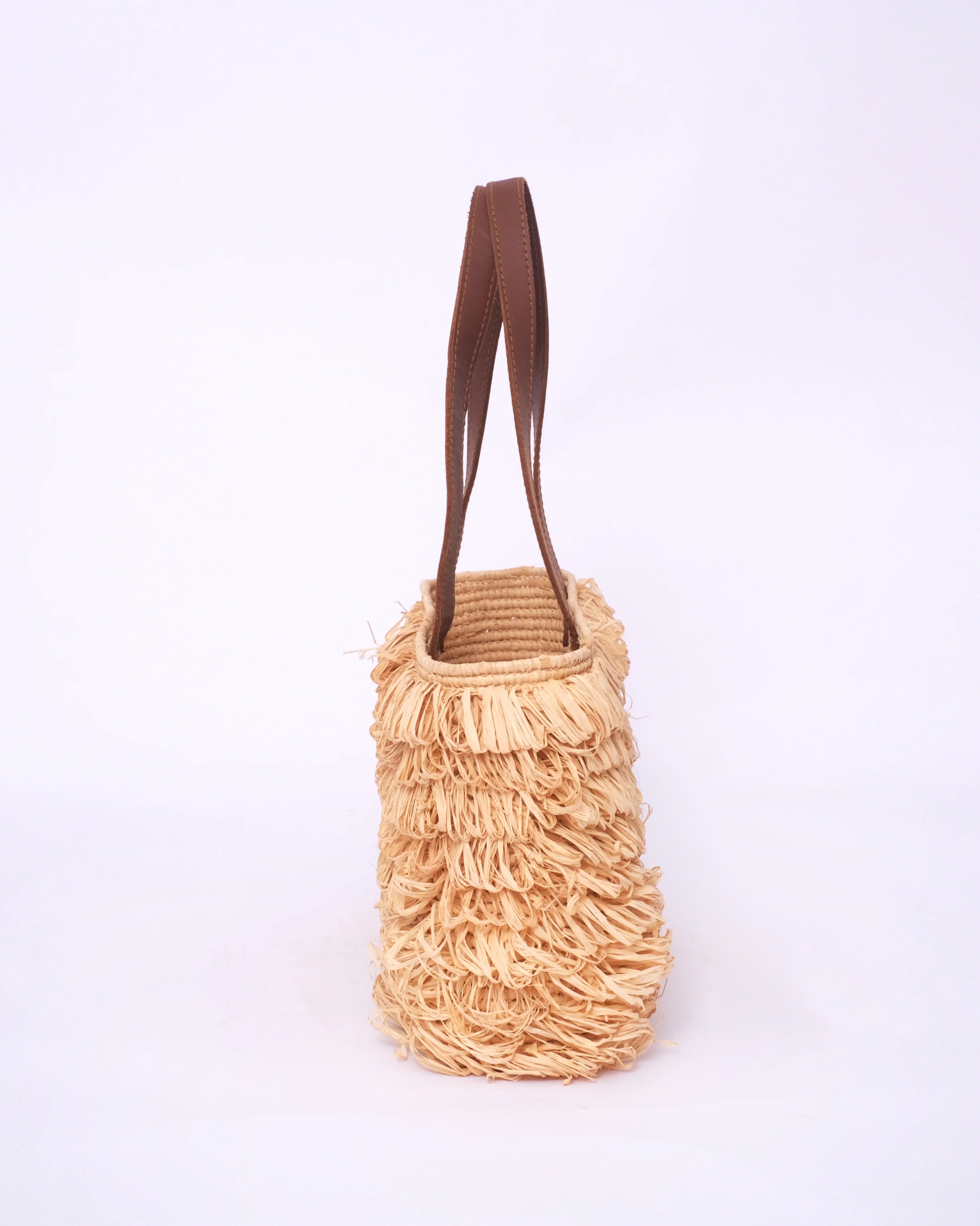 Boho Raffia Fringe Tote