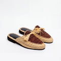 Open Back Raffia Shoes in Brown