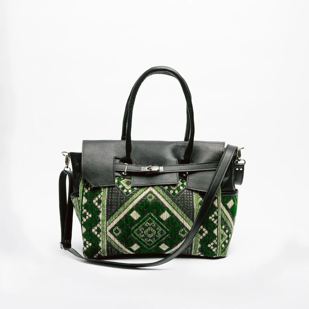 Black & Emerald Kilim Tote