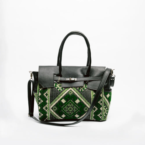 Black & Emerald Kilim Tote