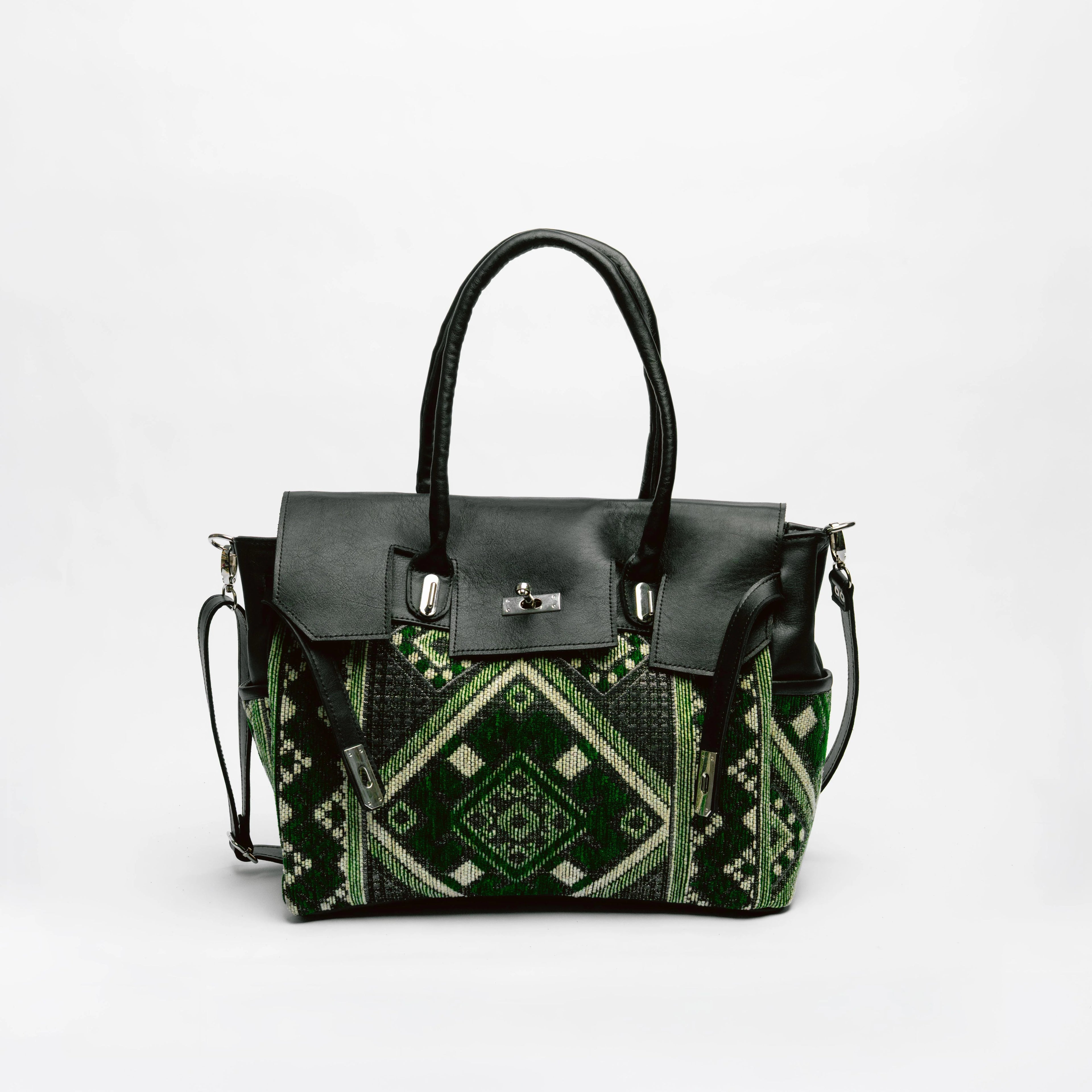 Black & Emerald Kilim Tote