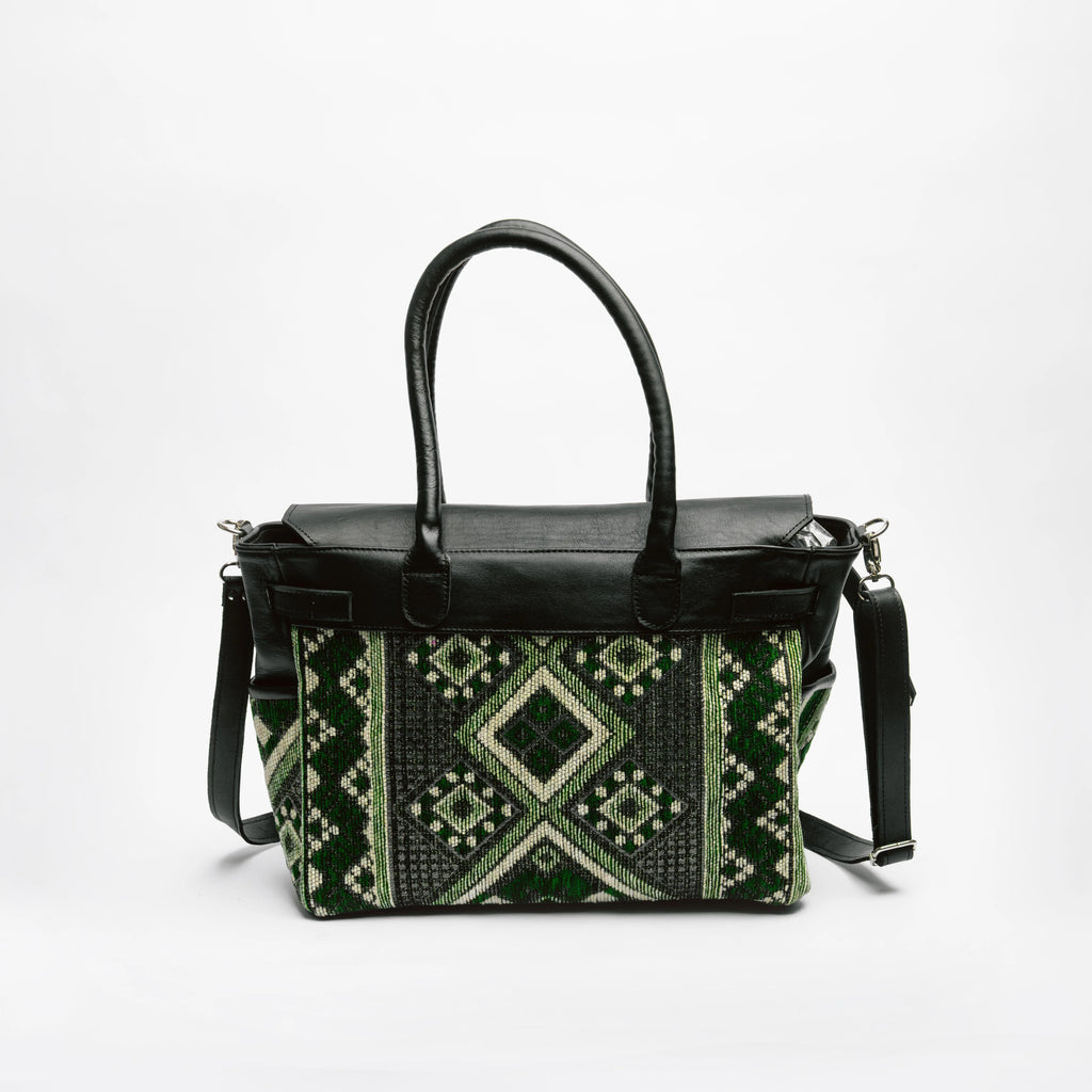 Black & Emerald Kilim Tote