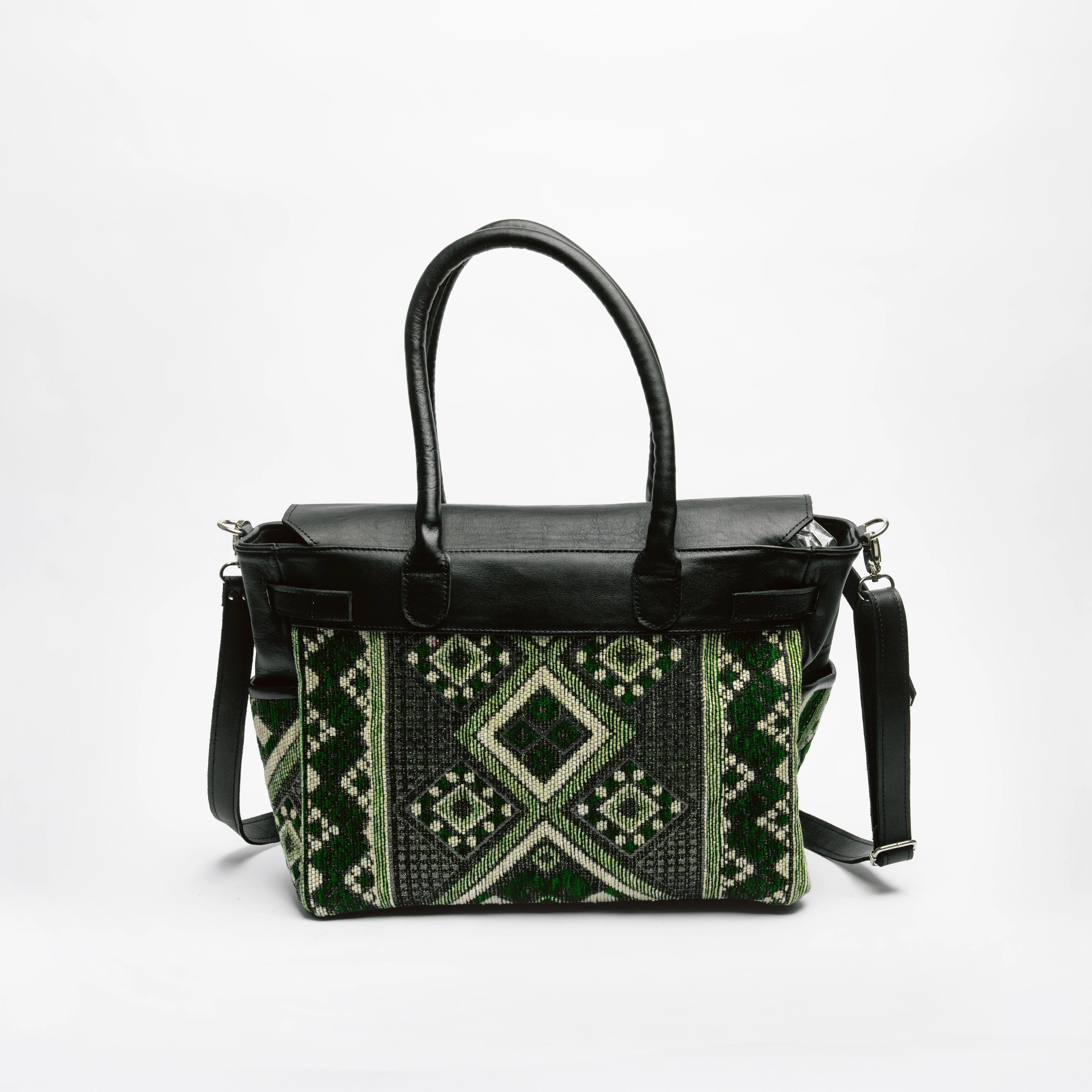 Black & Emerald Kilim Tote