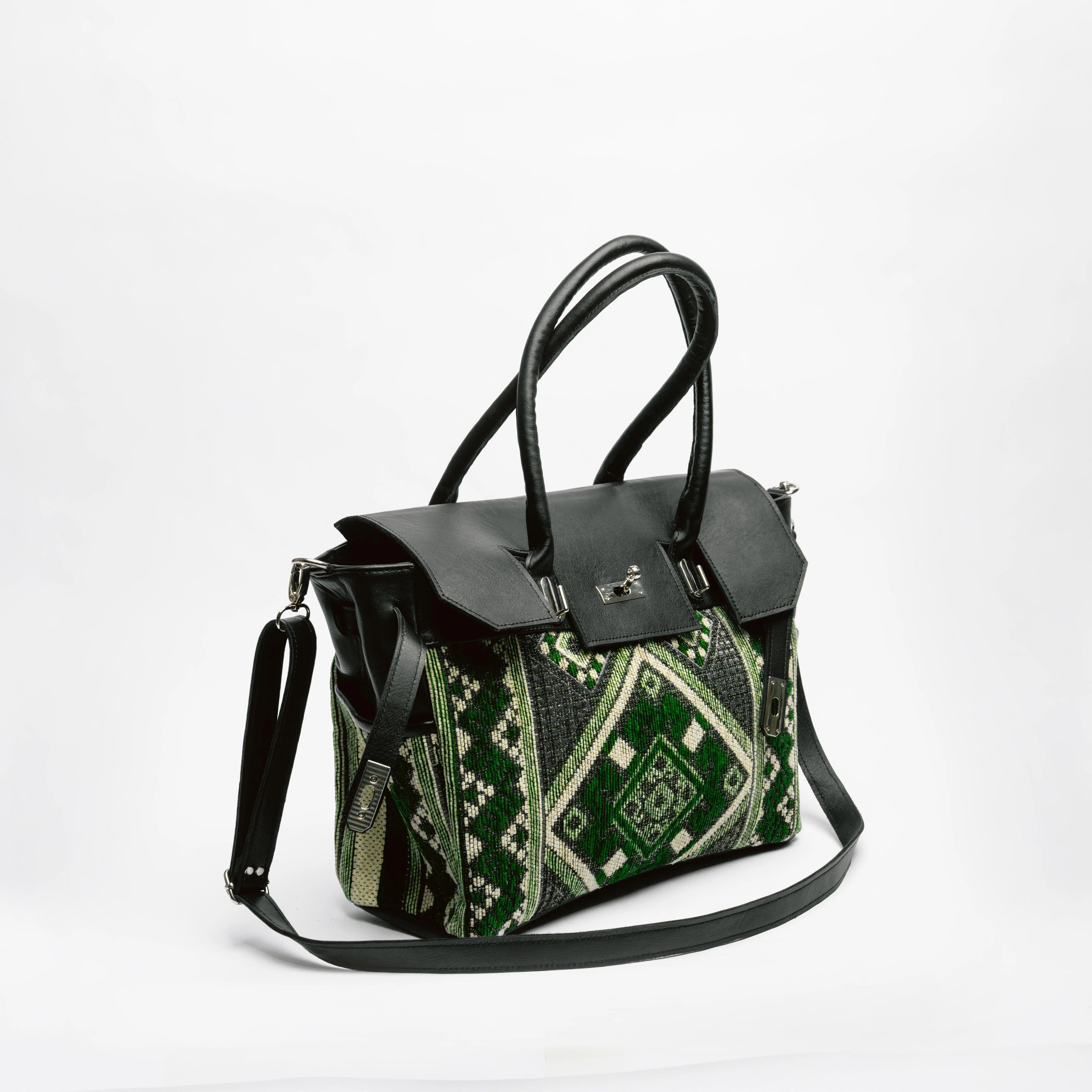 Black & Emerald Kilim Tote