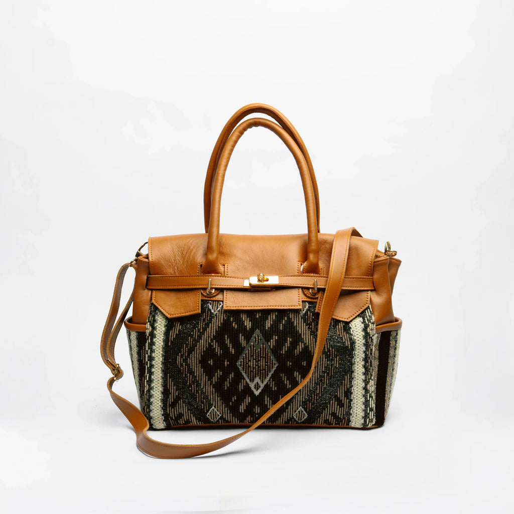 Tan & Charcoal Kilim Tote