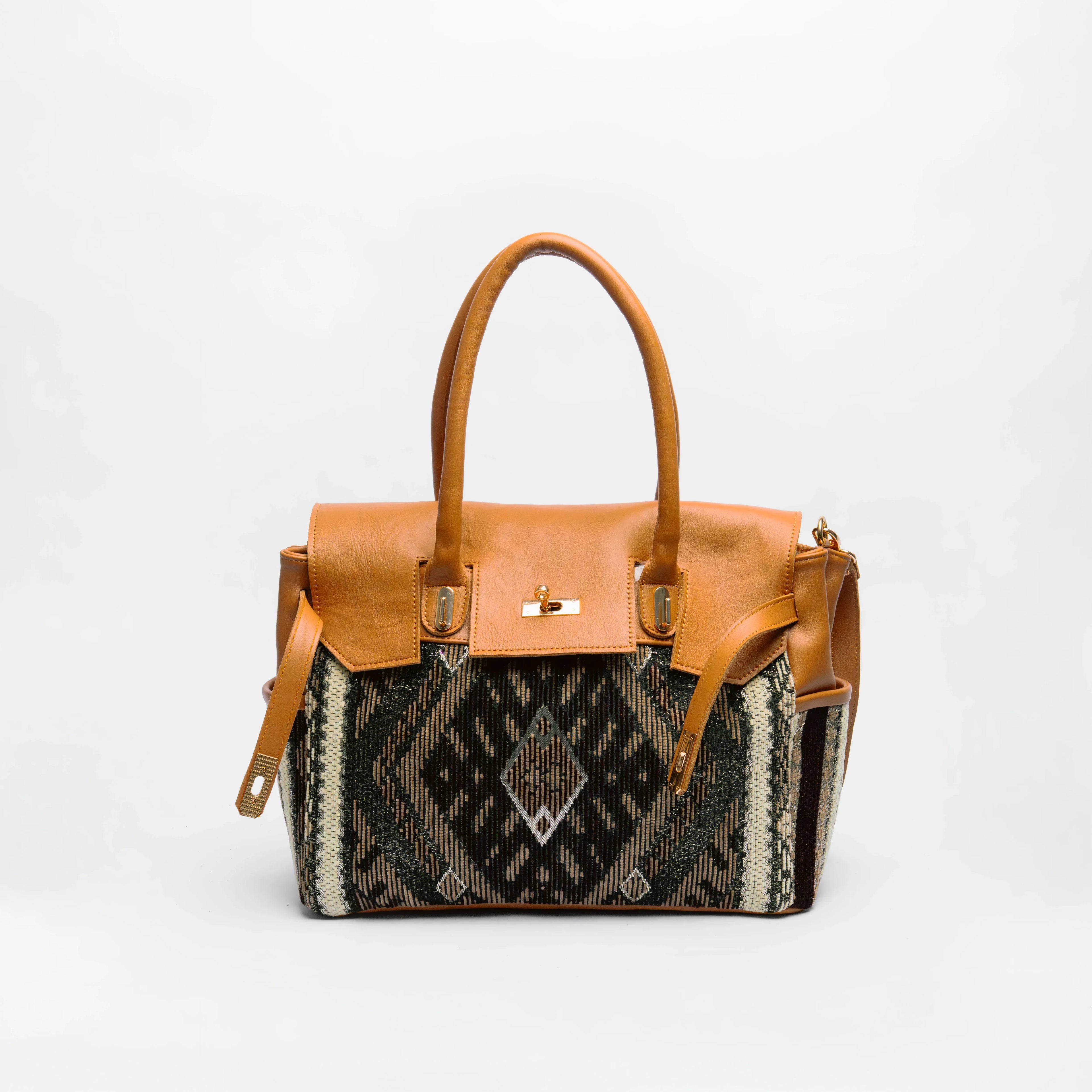 Tan & Charcoal Kilim Tote