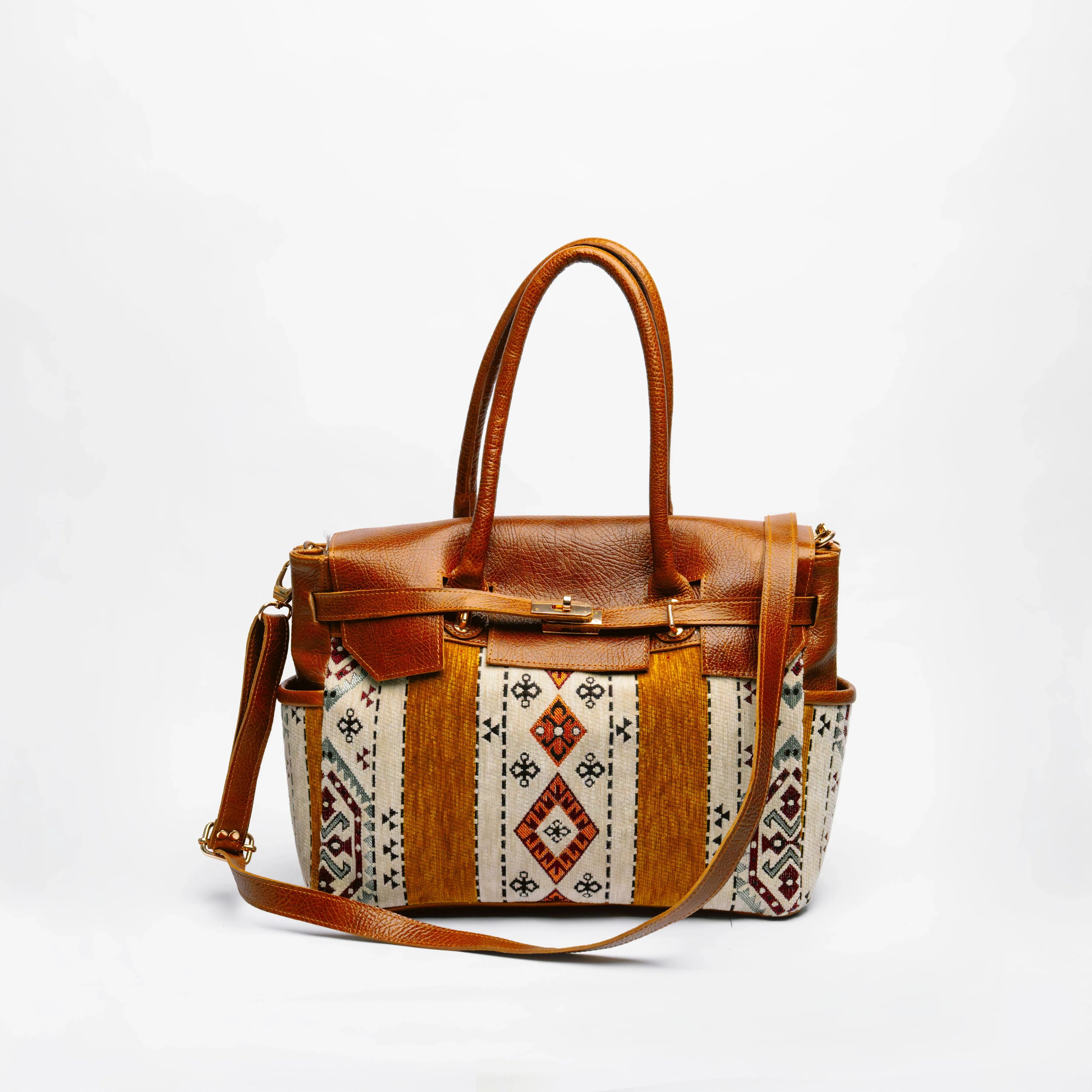 Cognac & Mustard Kilim Tote