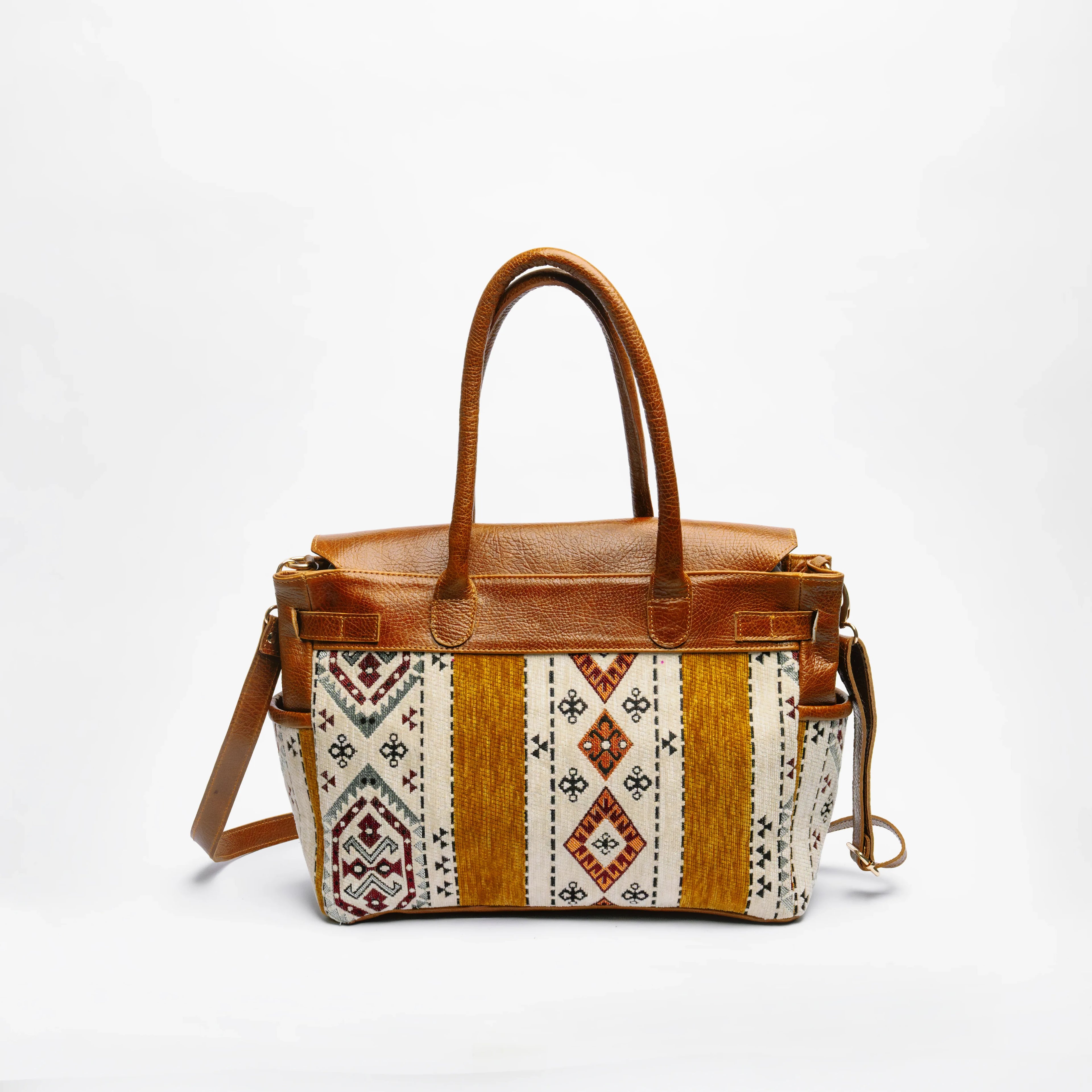Cognac & Mustard Kilim Tote