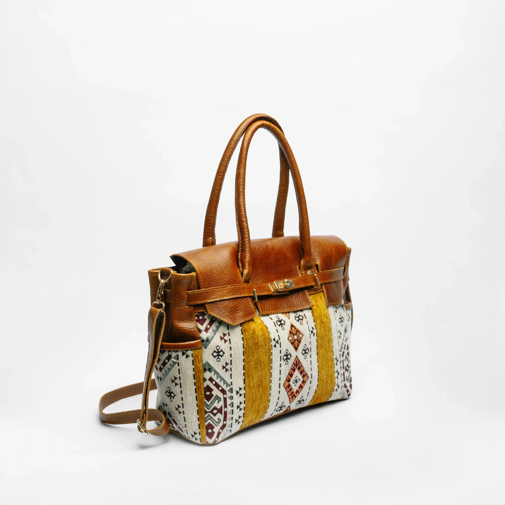 Cognac & Mustard Kilim Tote