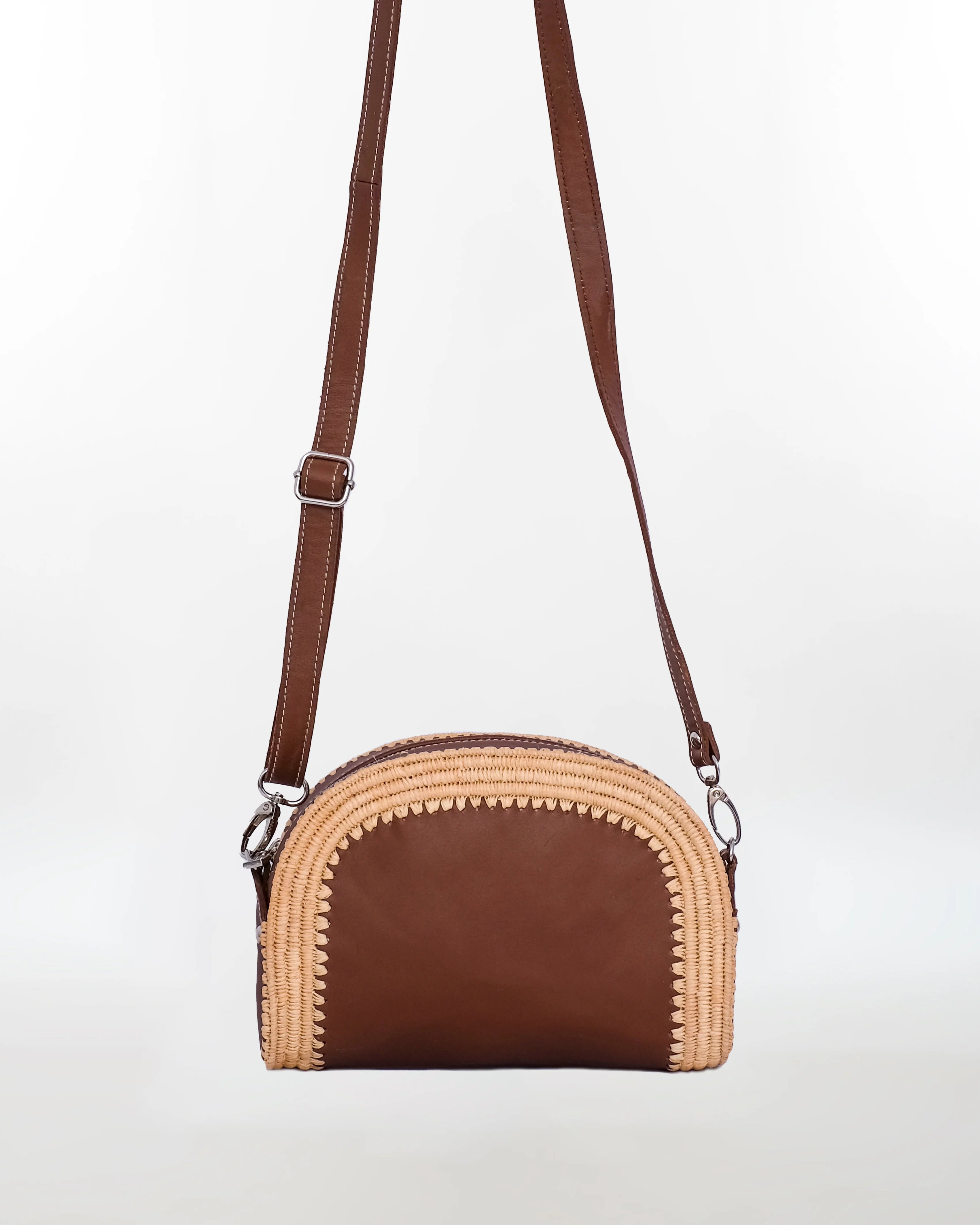Demi-Lune Raffia Crossbody