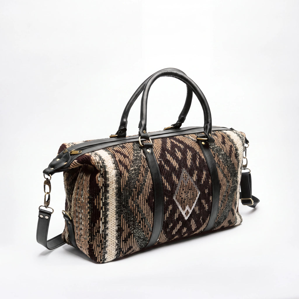 Espresso Ikat Kilim Duffle Bag for Men